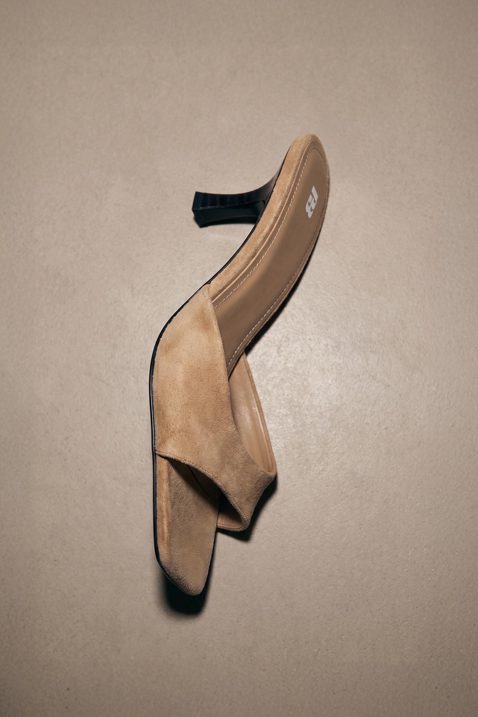 Heeled mule sandals — Sand