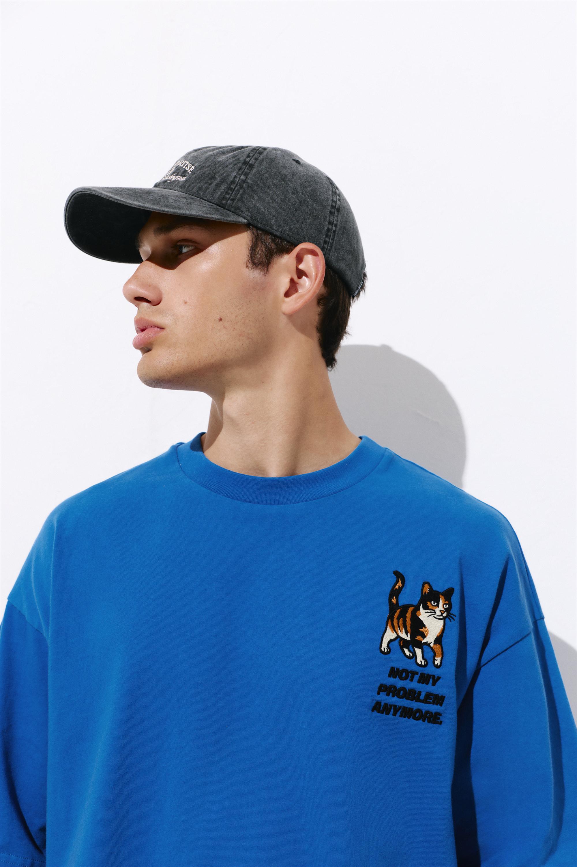 Kedi grafik baskılı tişört - Görsel 3