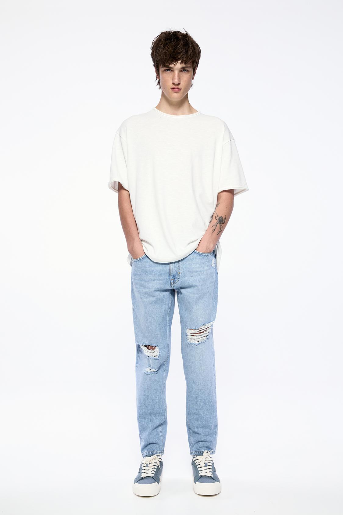 Carrot Jeans Pull And Bear Jeans Homme Washed Carrot-fit Jeans