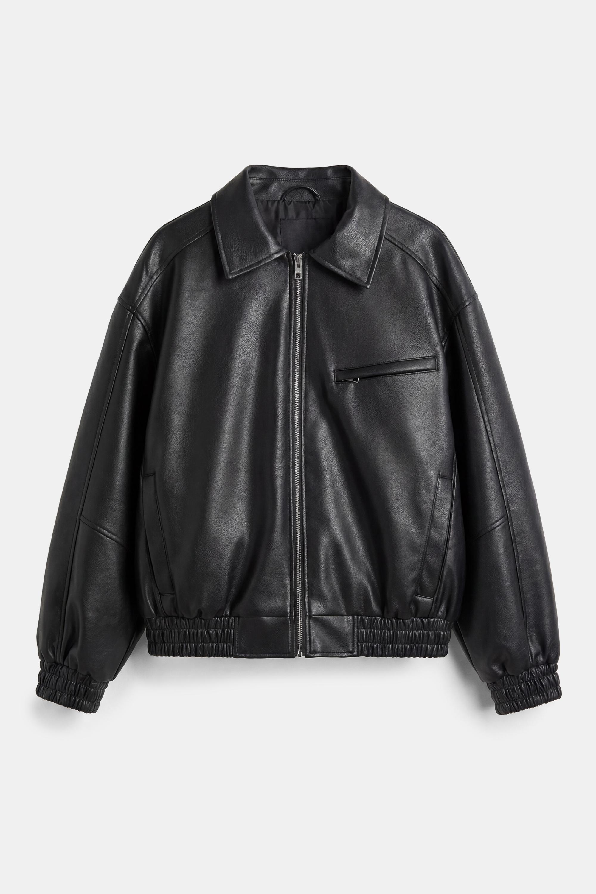 Leather effect dad jacket — Black