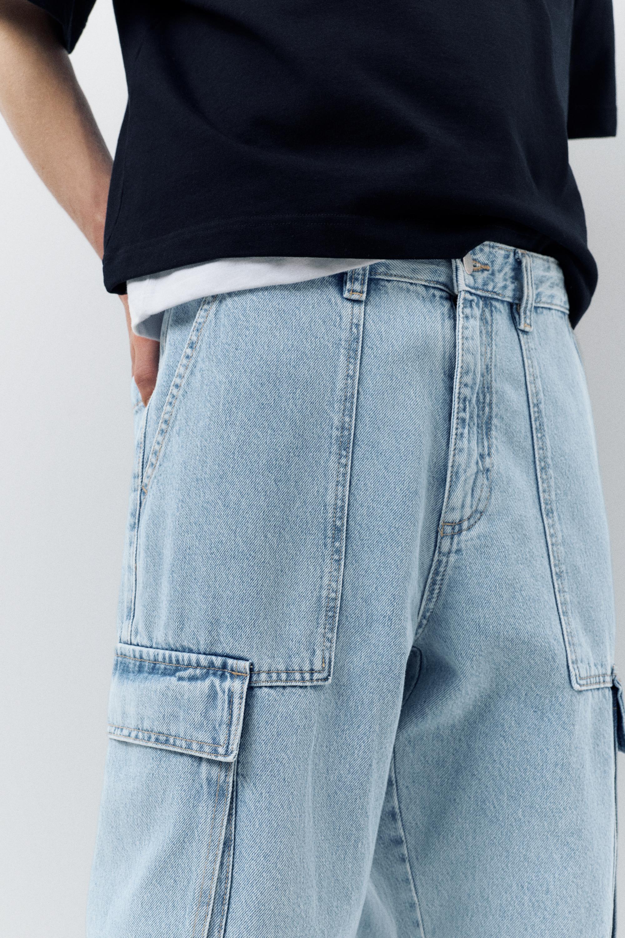 Baggy cargo jeans — Medium blue