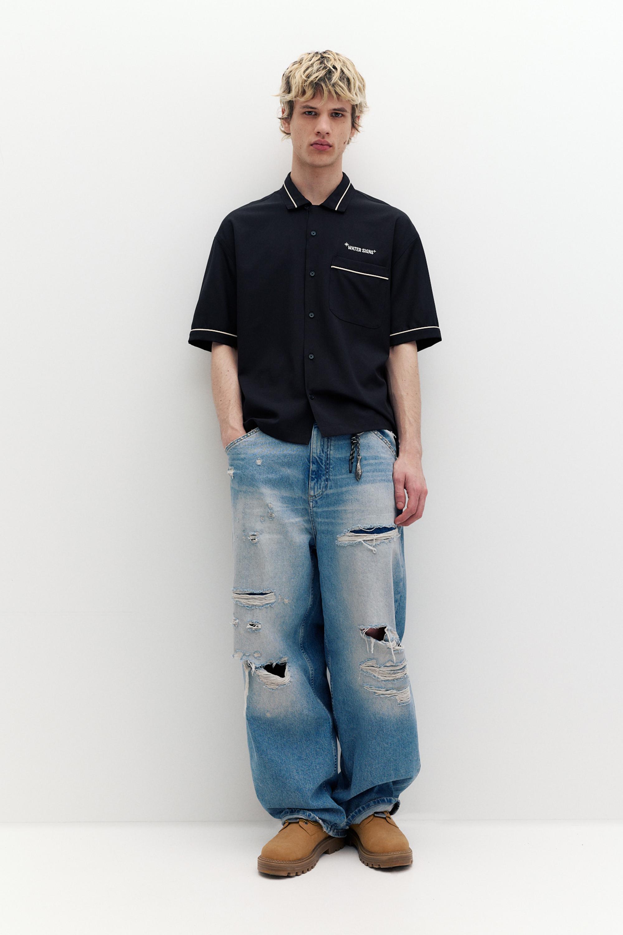 Kısa kollu nakışlı gömlek - Görsel 13