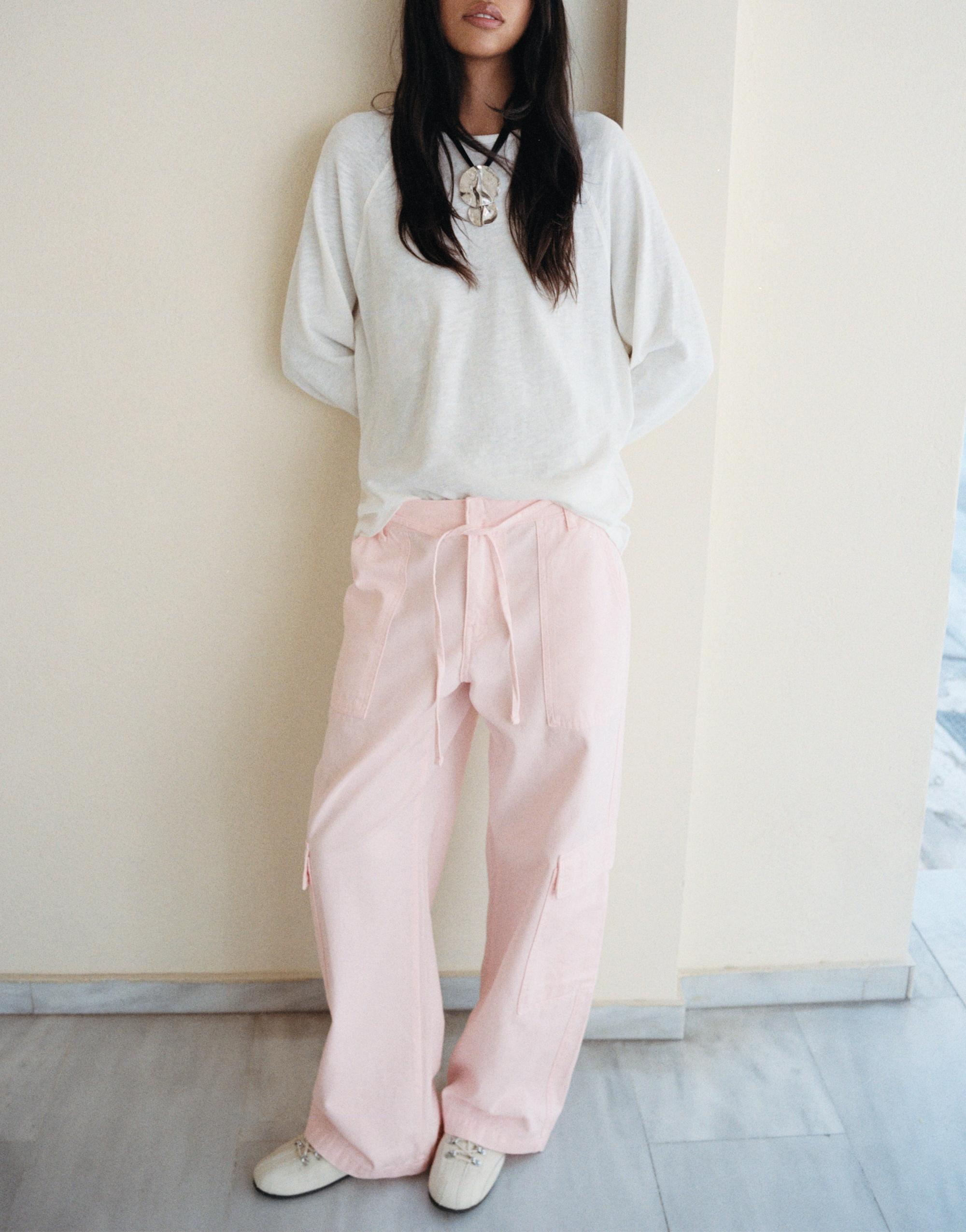 Straight pink cargo trousers — Pink