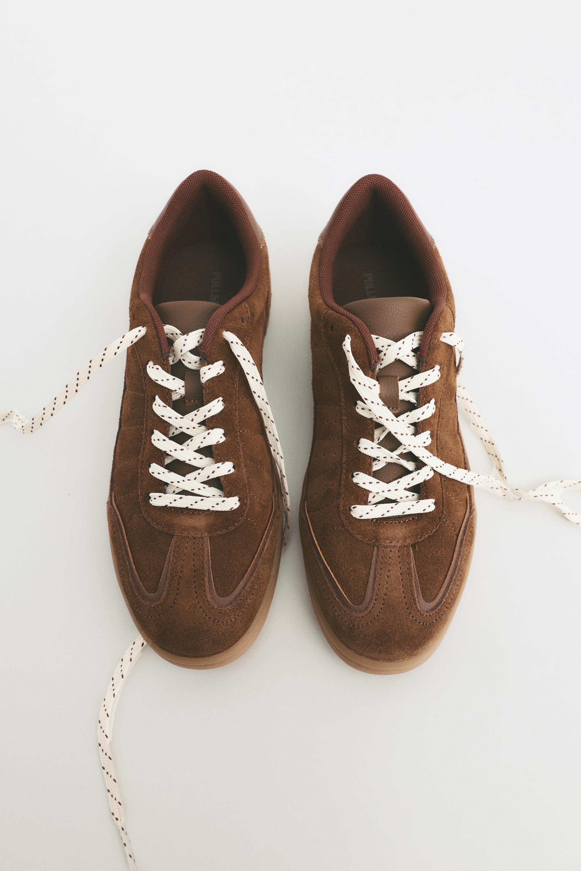 Split leather sneakers — Brown