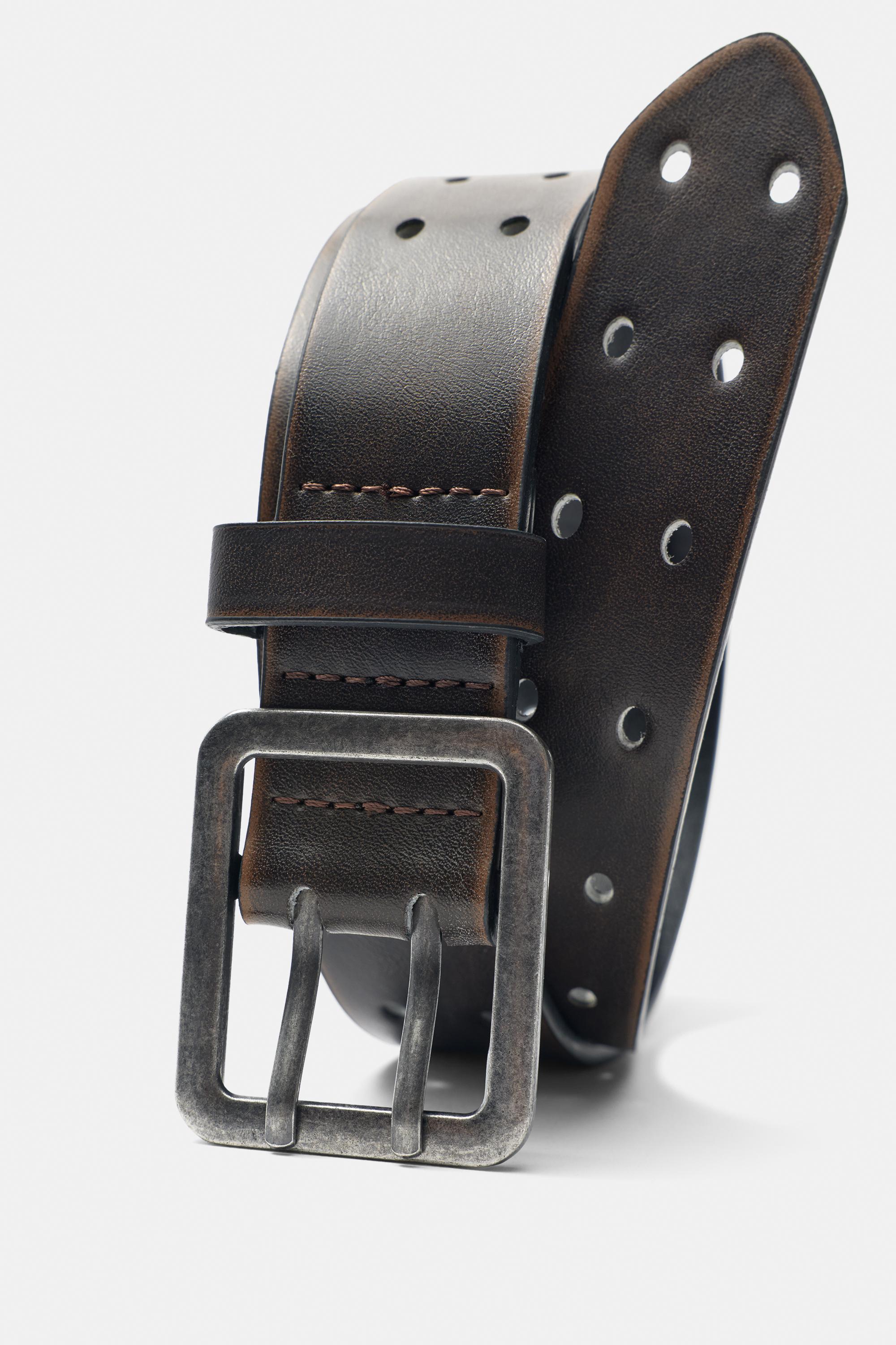 Leather effect belt — Brown