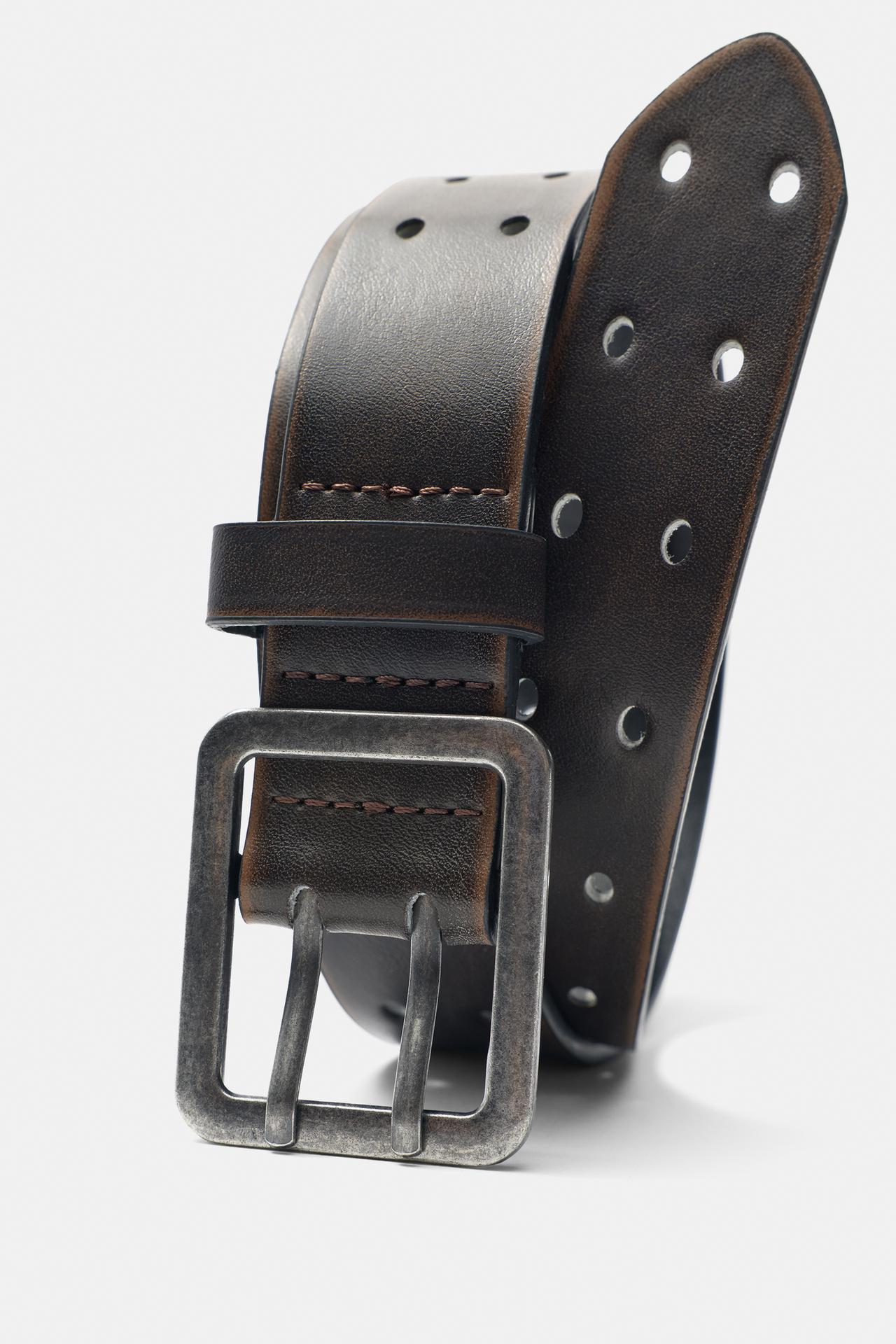 Leather effect belt — Brown