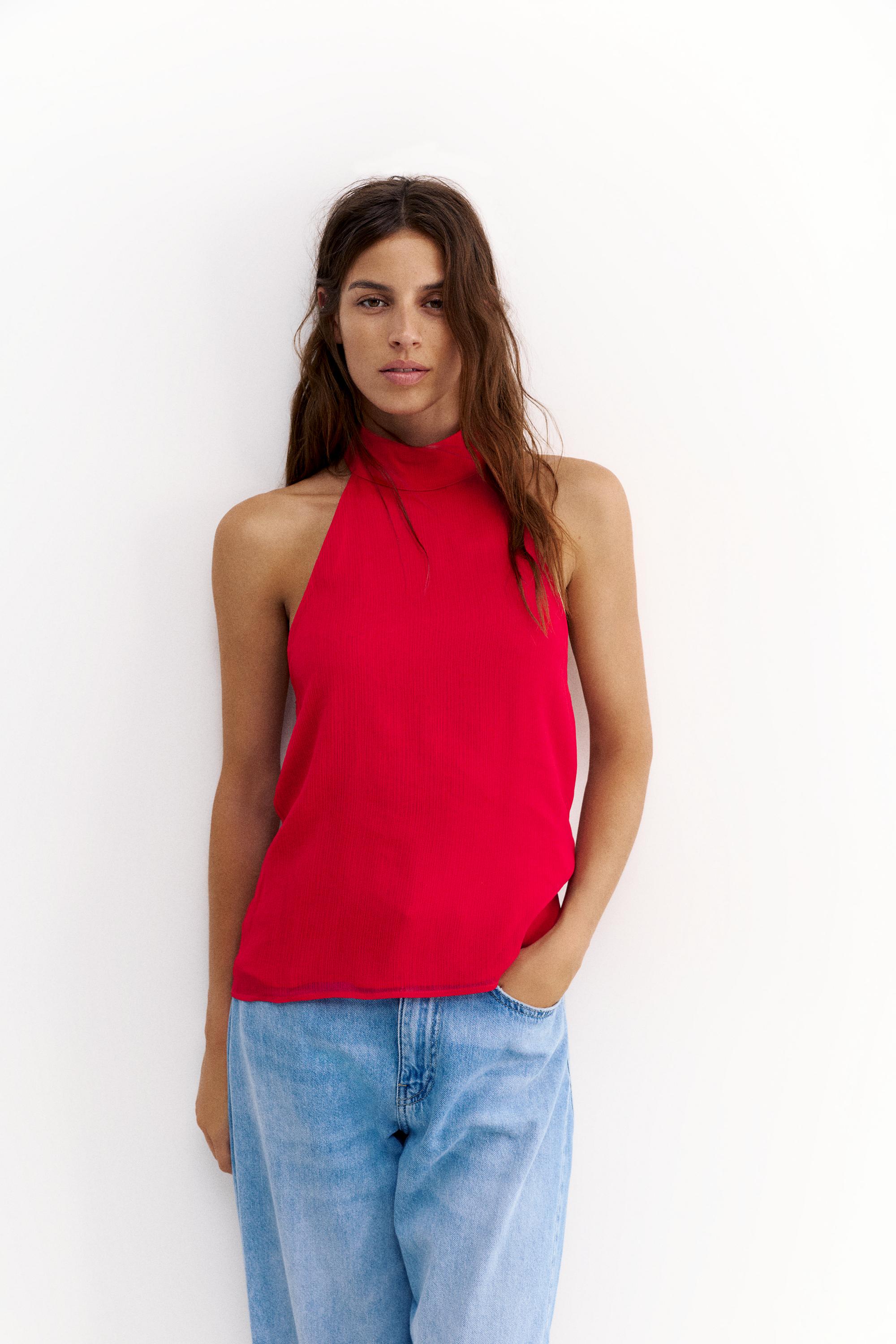 Flowing halter top — Red