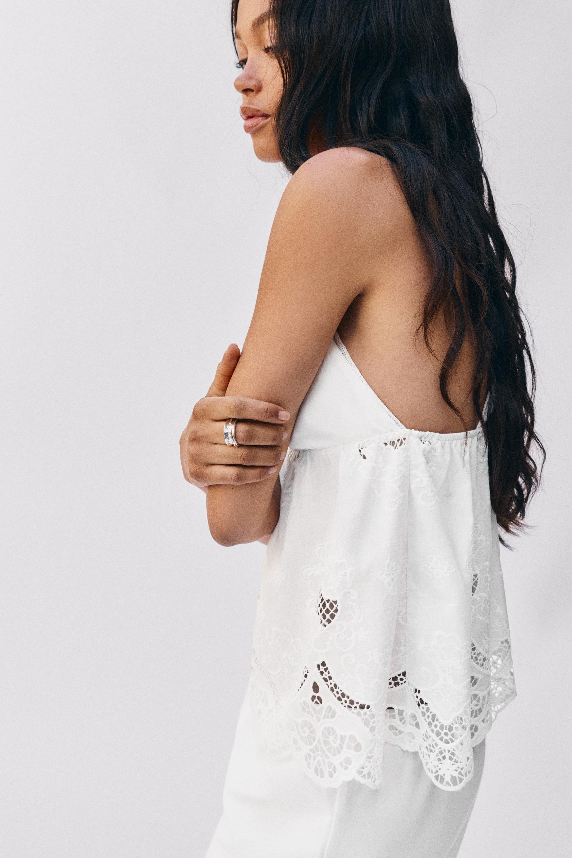 White Swiss embroidery top — White