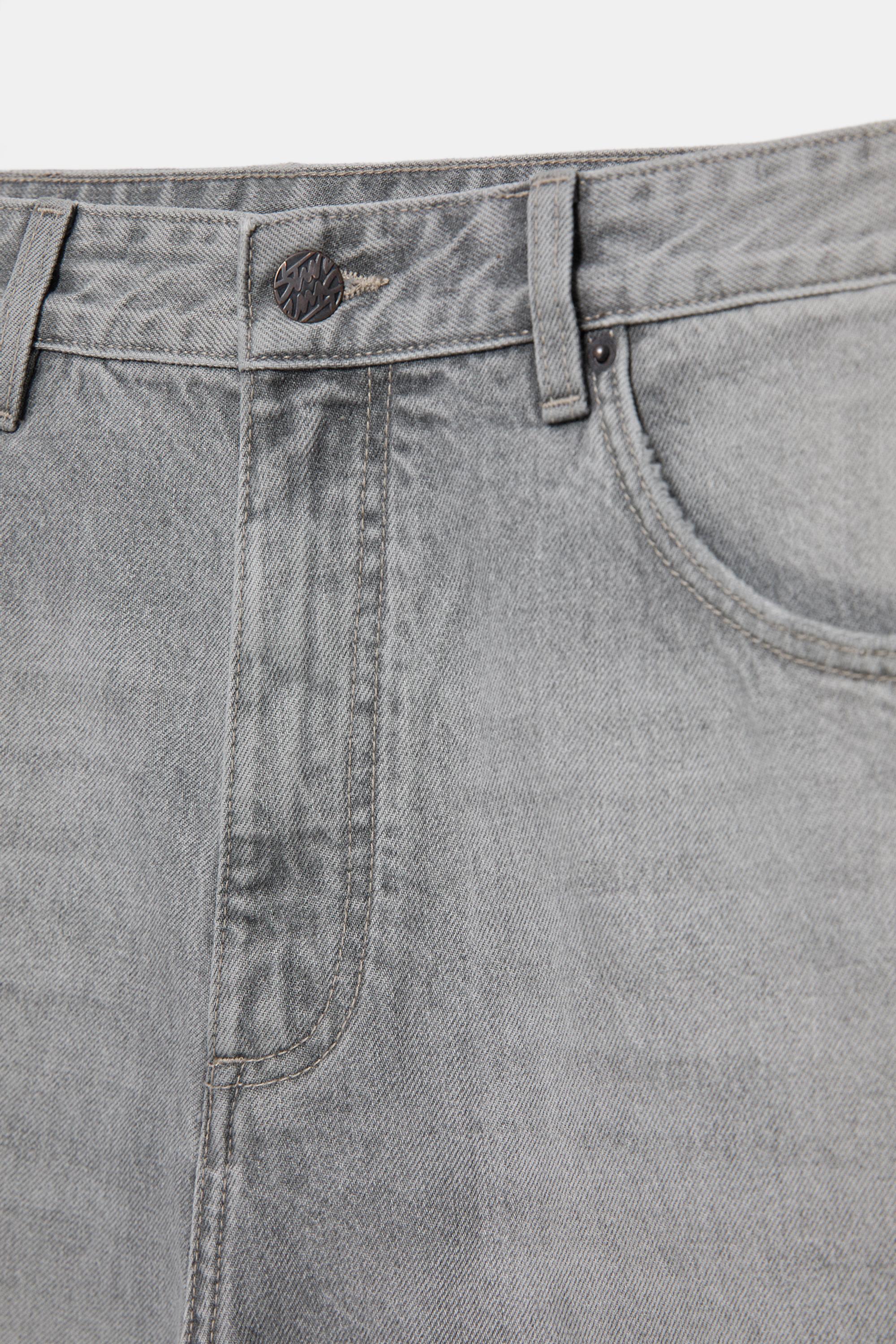 Baggy denim Bermuda shorts — Dark grey