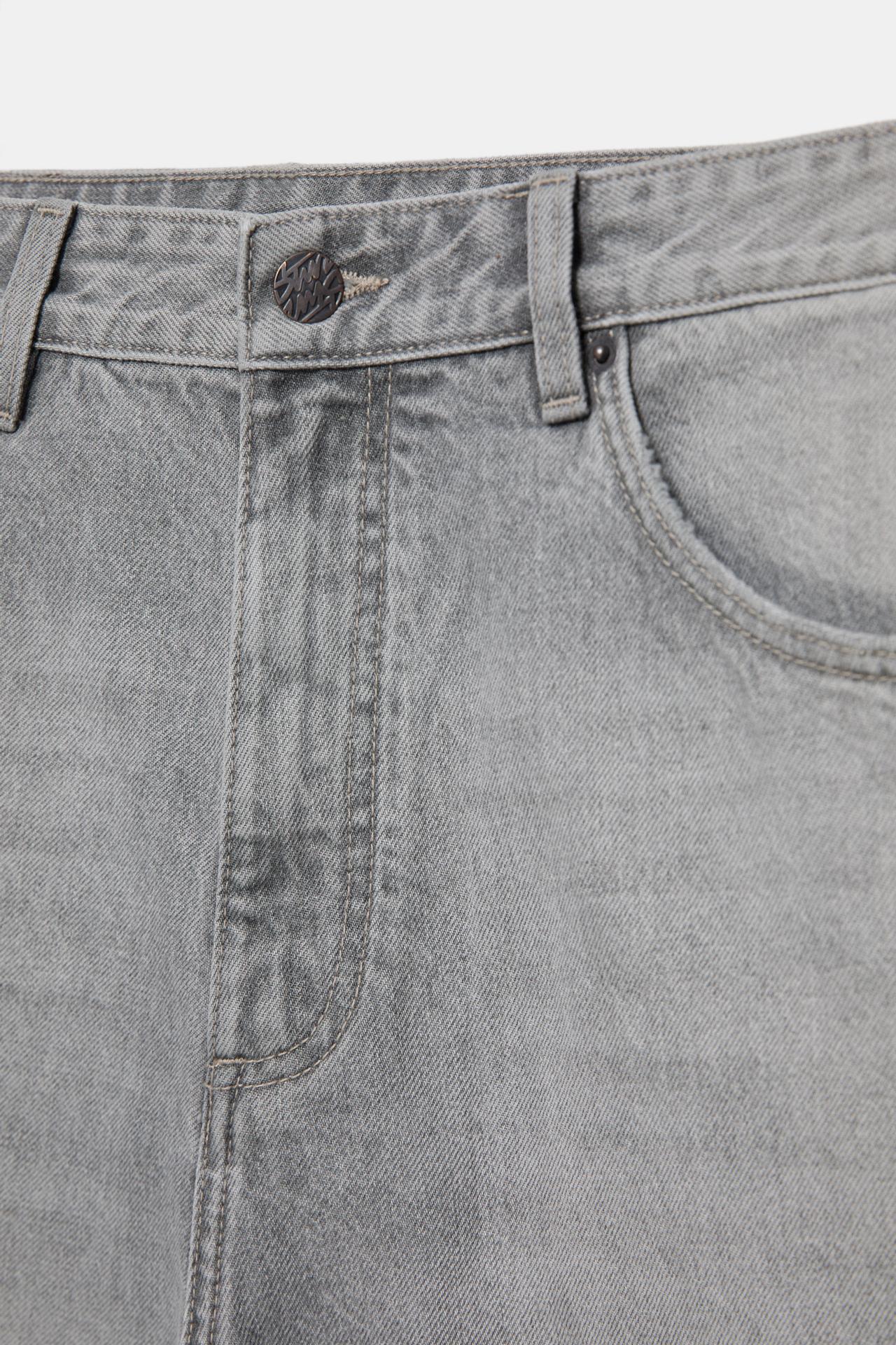 Baggy denim Bermuda shorts — Dark grey