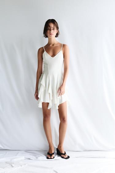 Short strappy flared dress — Ecru 4