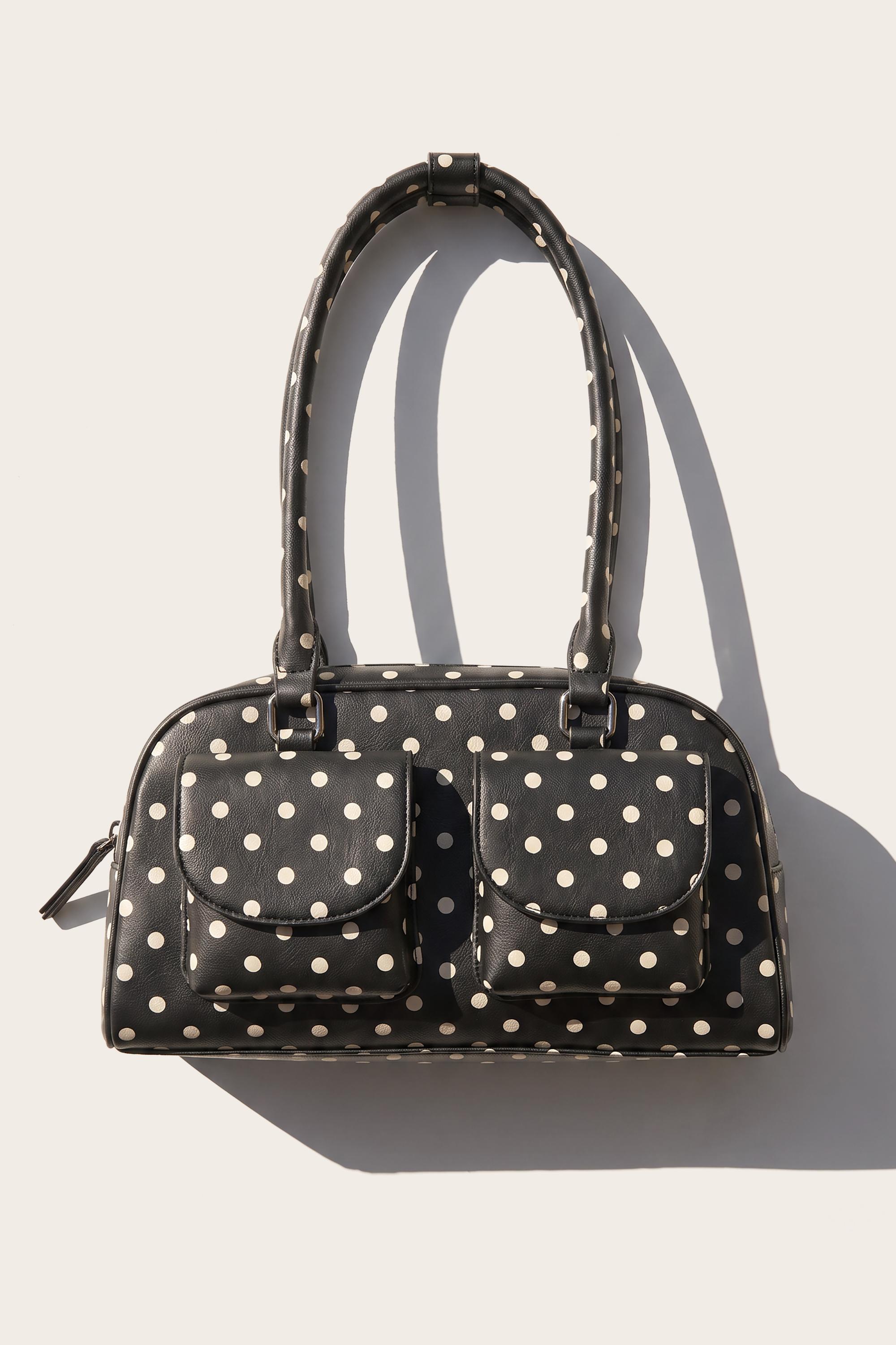 Polka dot multipocket shoulder bag — Black