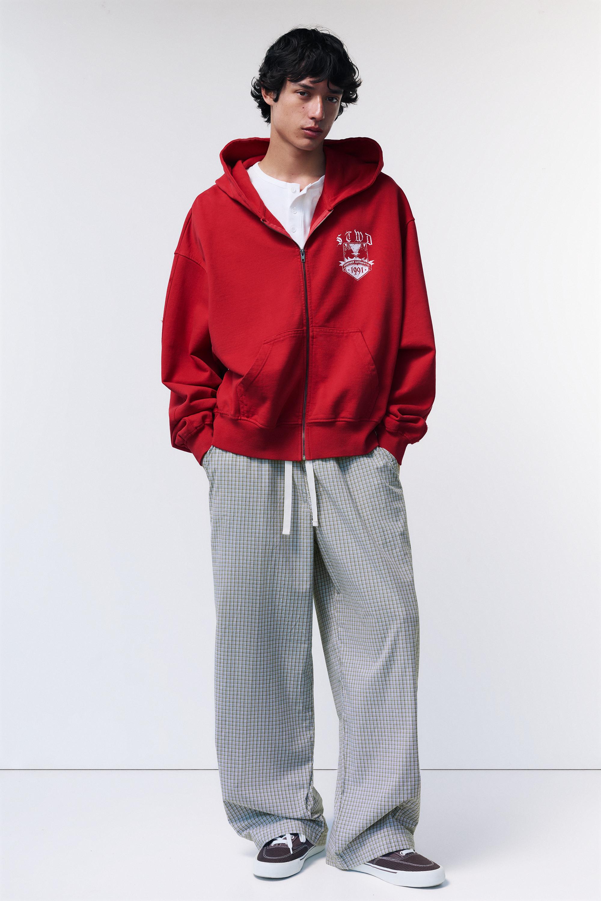 Checked jogging trousers — Blue/White