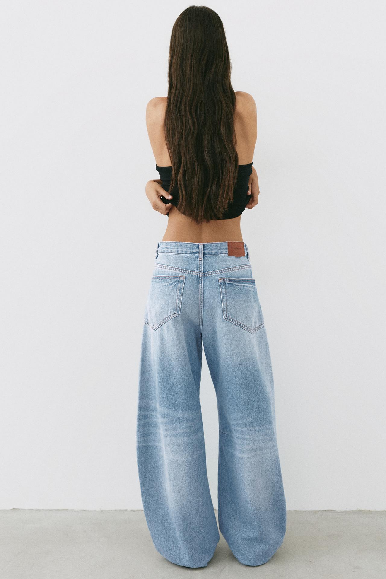 Seam detail balloon-fit baggy jeans — Pale blue