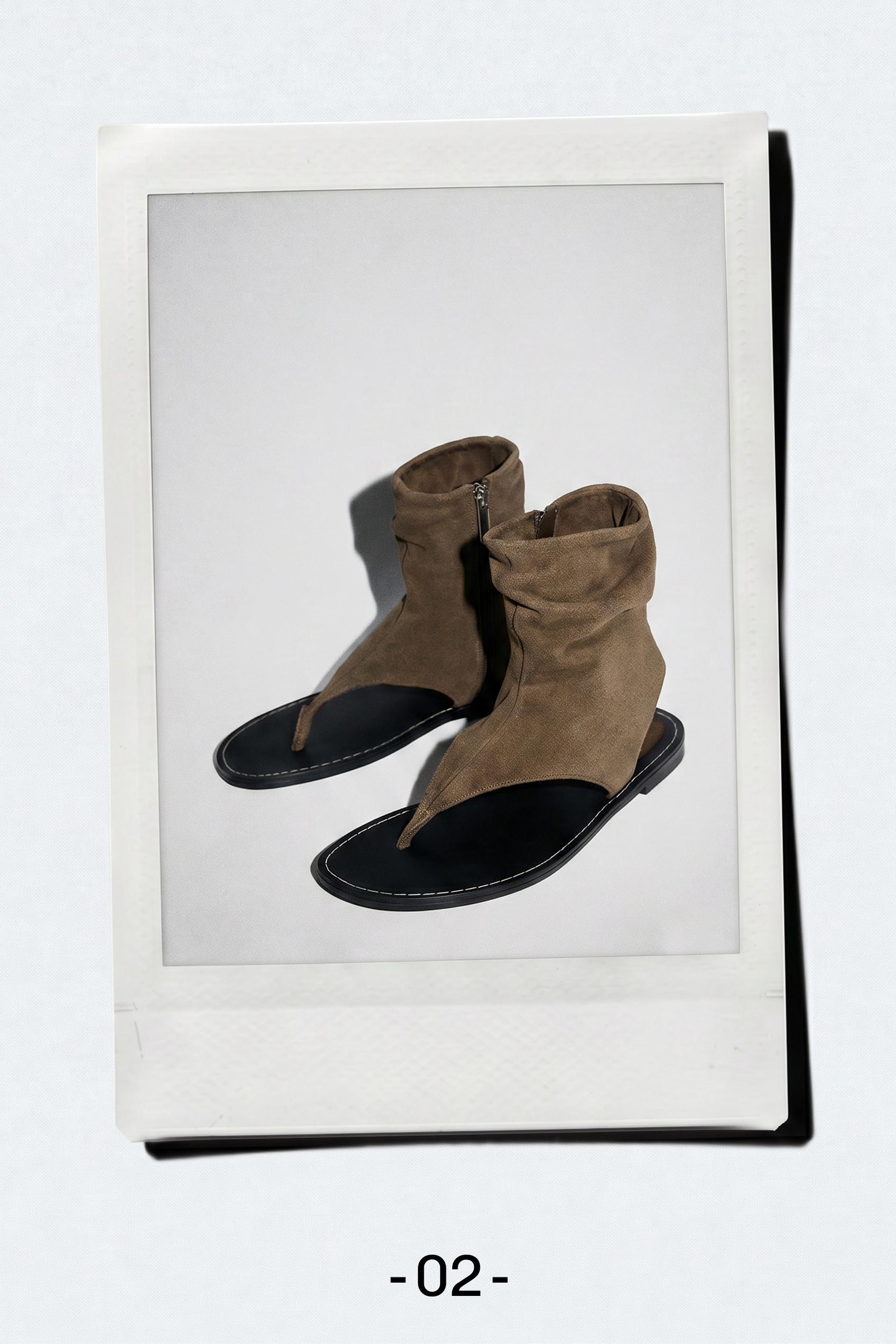 Leather bootie sandals — Brown