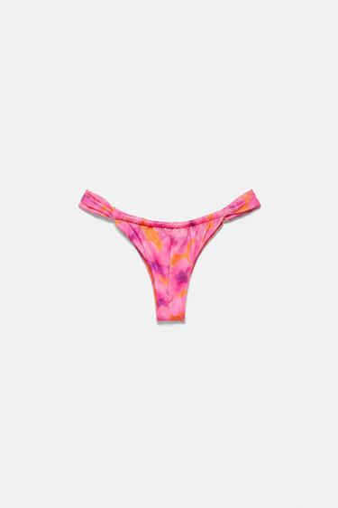 Floral bikini bottoms with gathered detail — Fuchsia 3