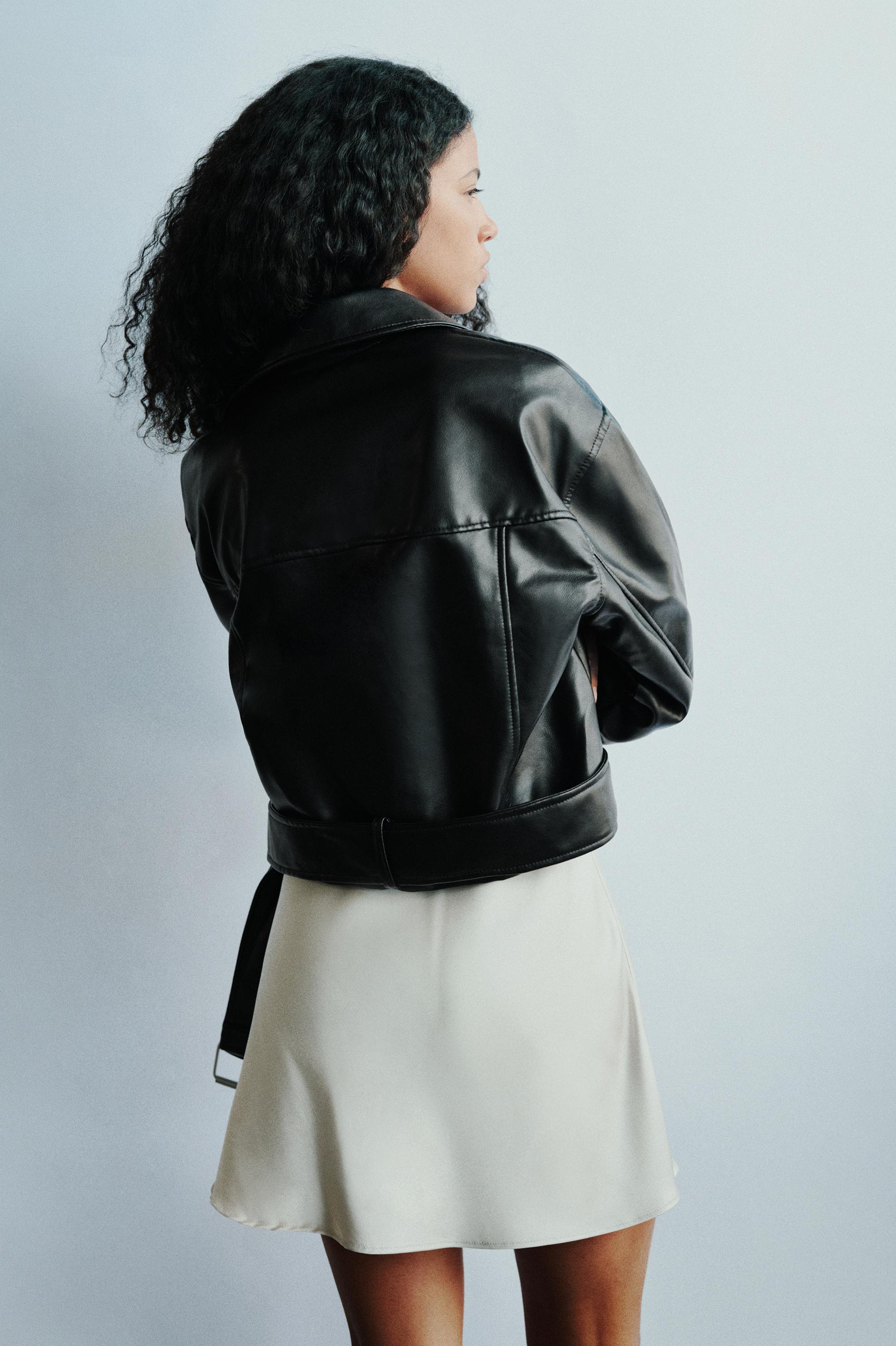 Leather effect biker jacket — Black