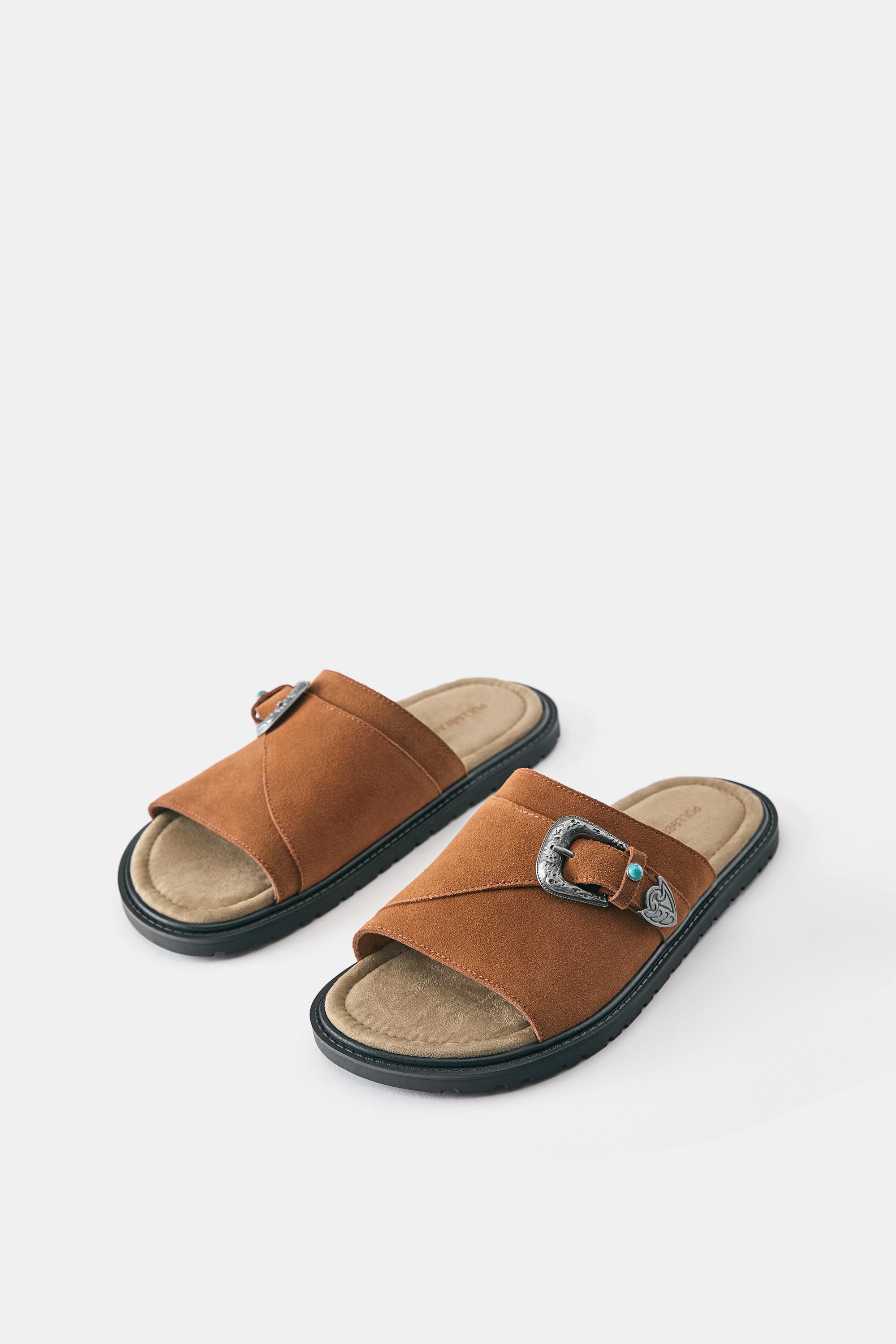 Leather cowboy sandals — Brown