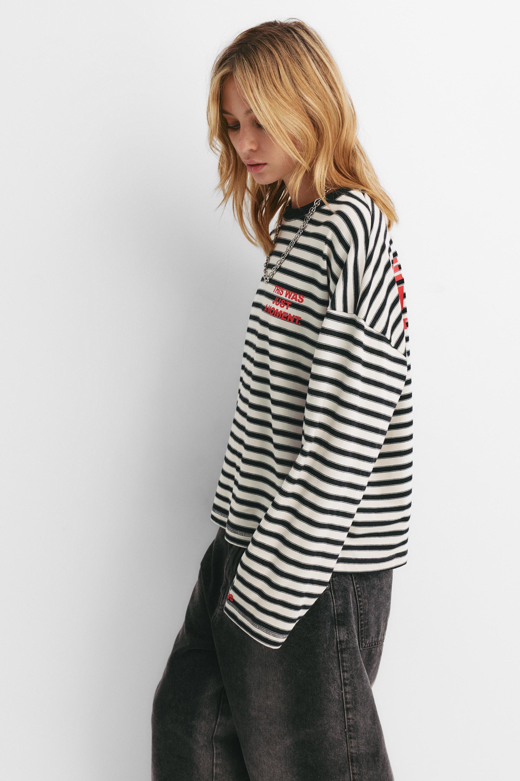 Striped T-shirt with text — Ice