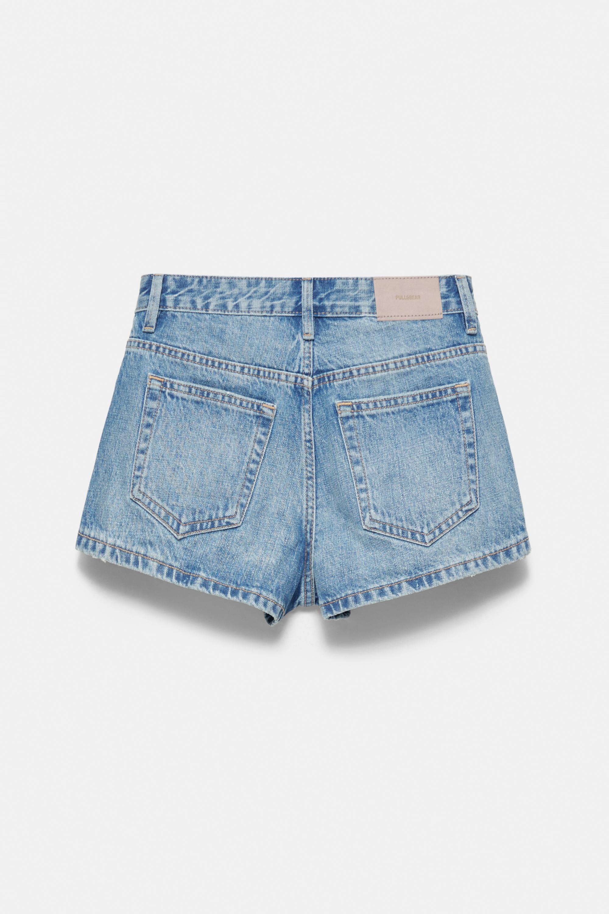 Low-rise denim mini shorts — Medium blue