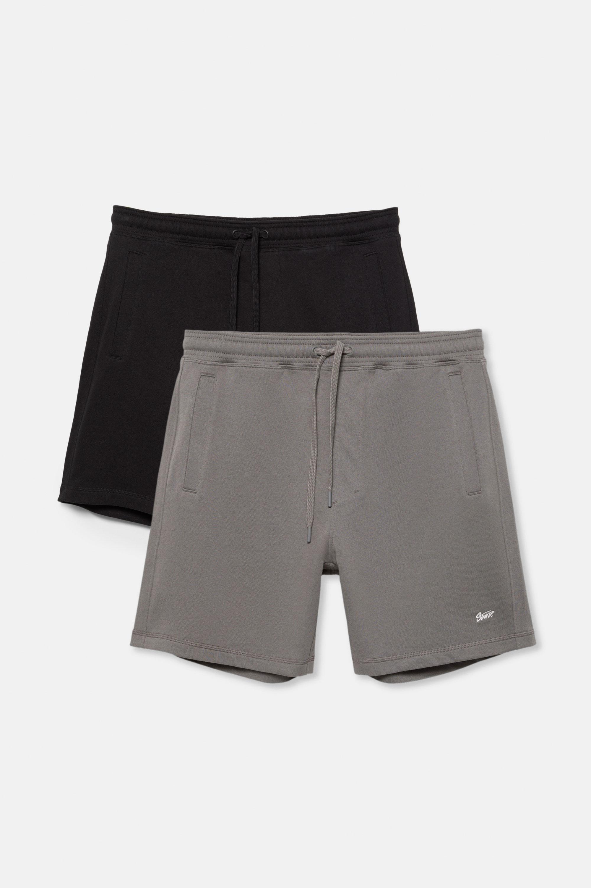 2-pack of STWD Bermuda short sweatpants — Anthracite grey