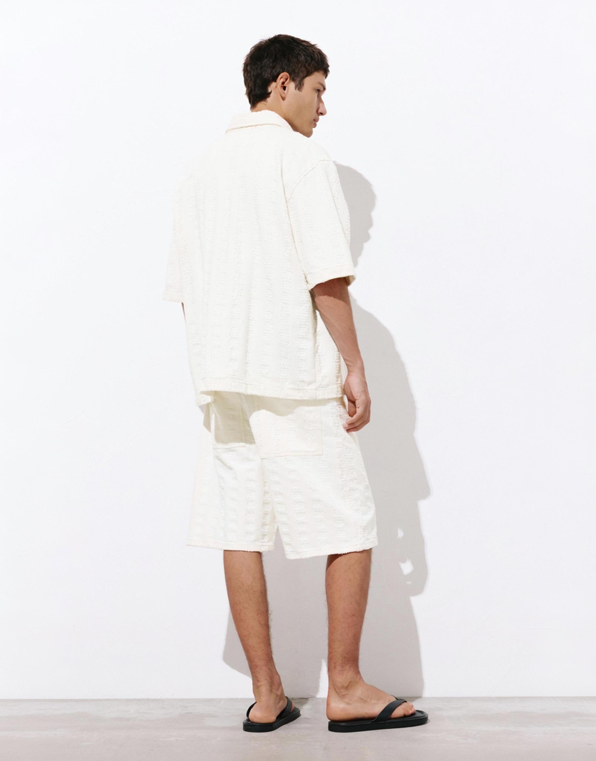 Jacquard denim Bermuda shorts — Ecru