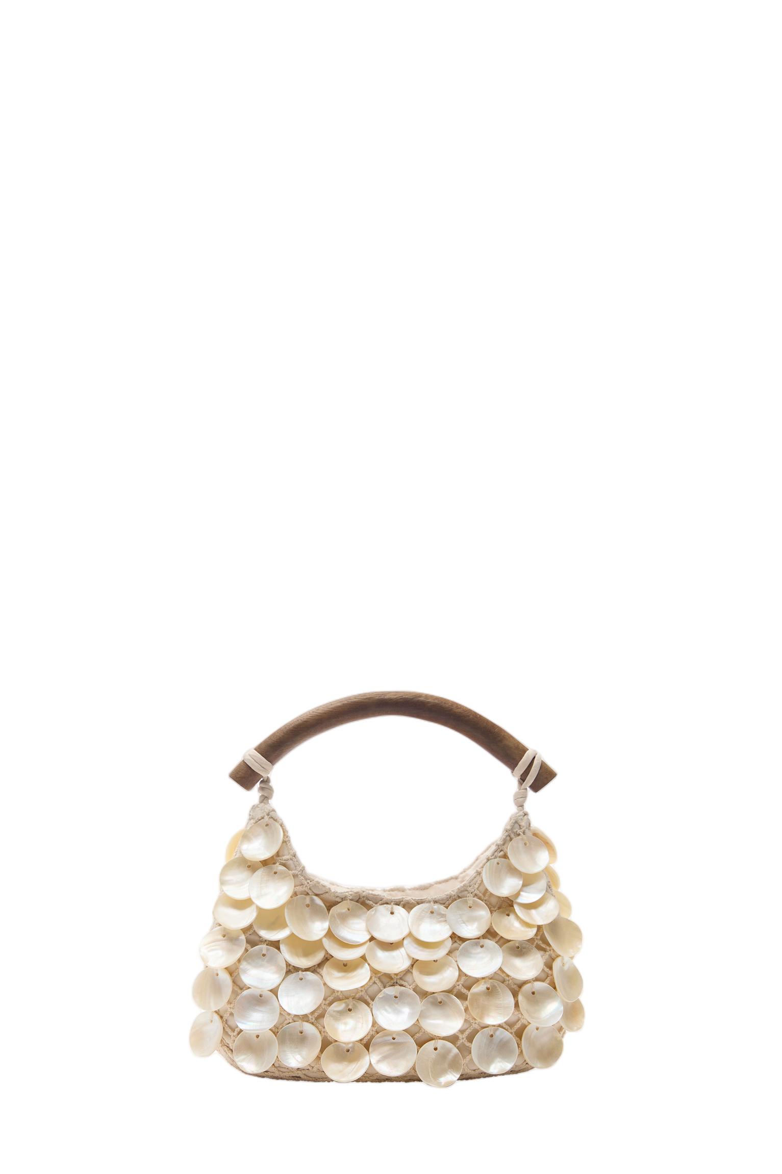 Beaded handbag — Ecru