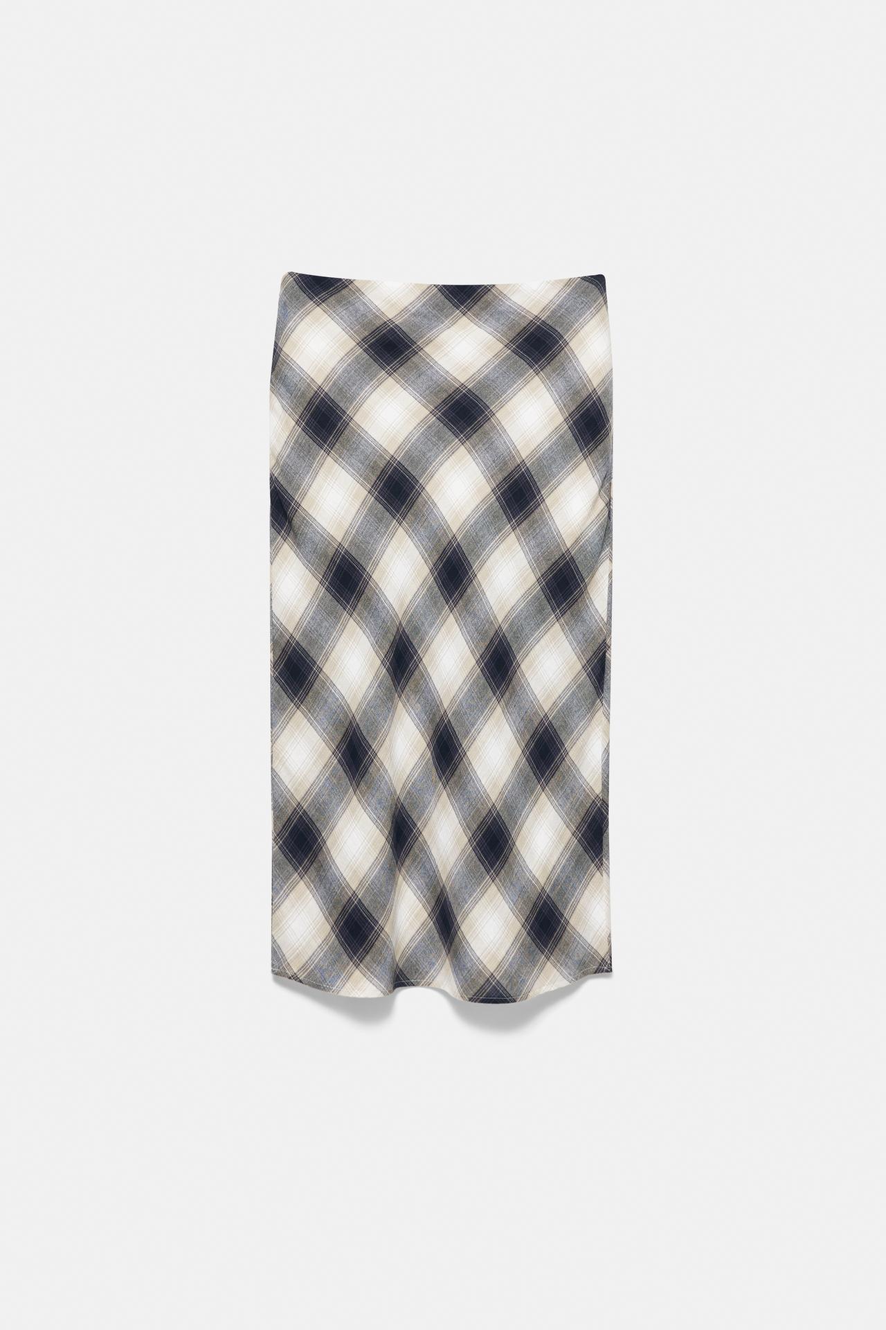 Check midi skirt — White/Black