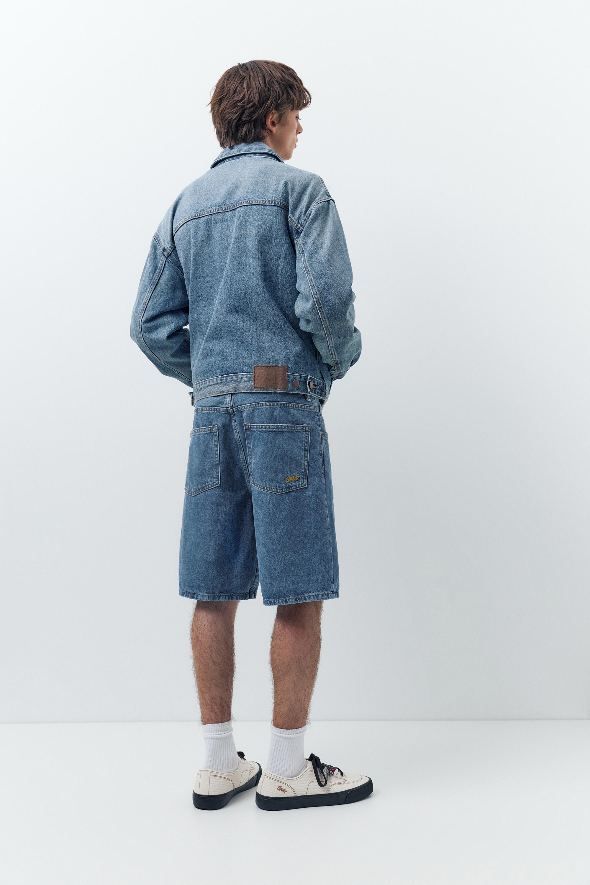 Baggy denim Bermuda shorts — Medium blue