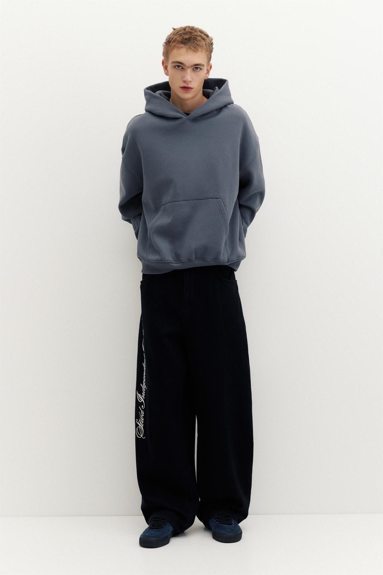 STWD hood sweatshirt — Grey blue