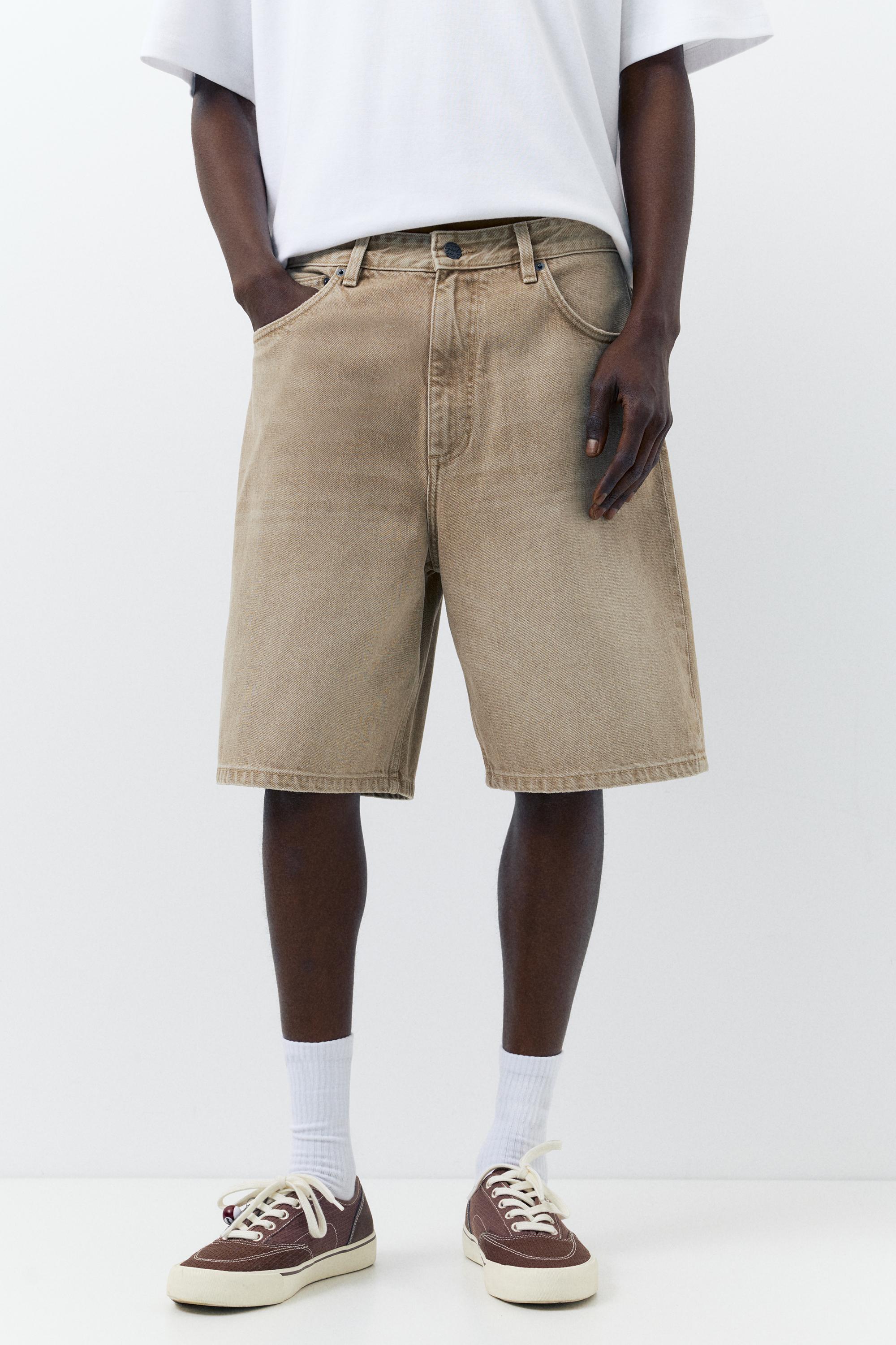 Baggy denim Bermuda shorts — Medium ecru