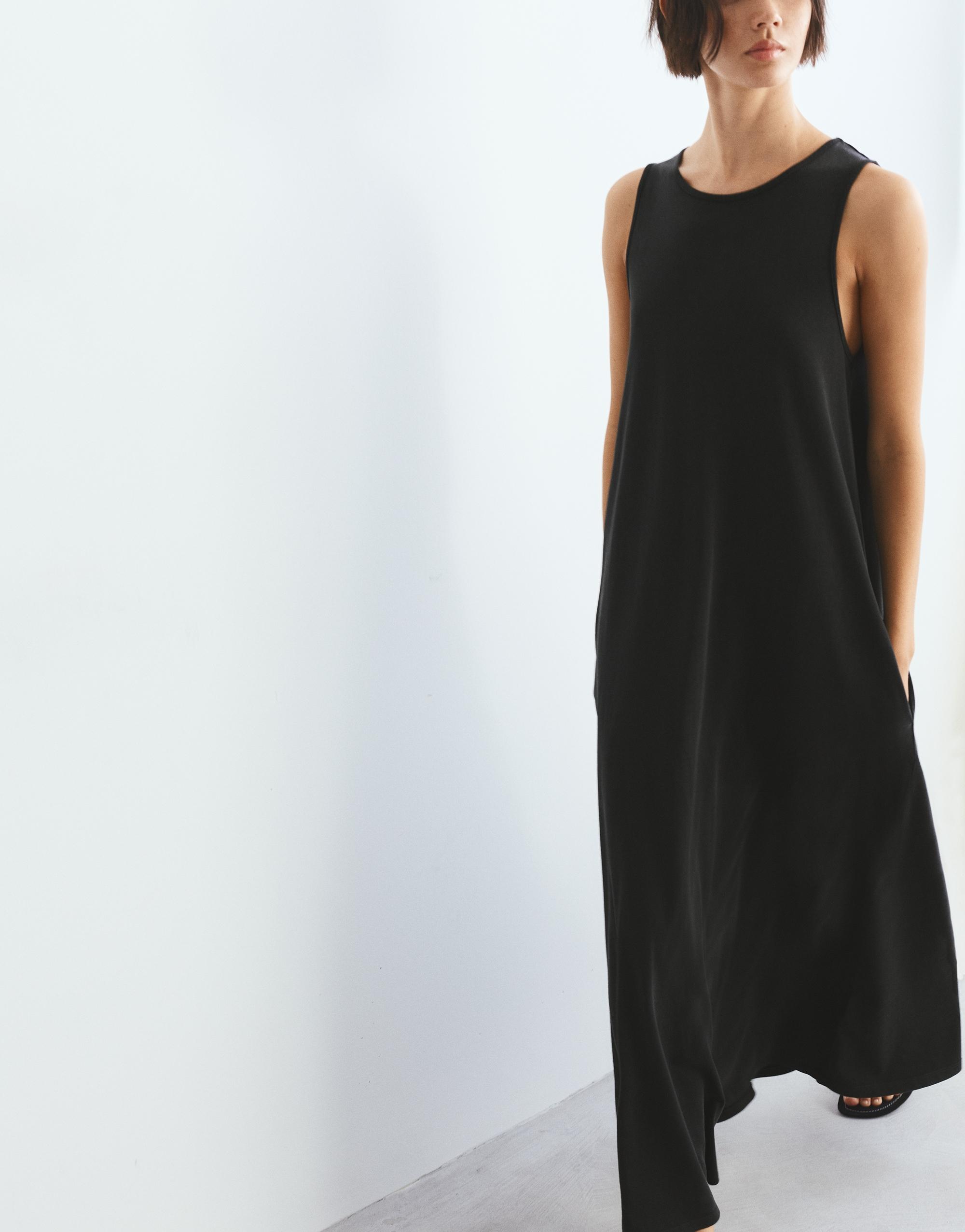 Long sleeveless dress — Anthracite grey