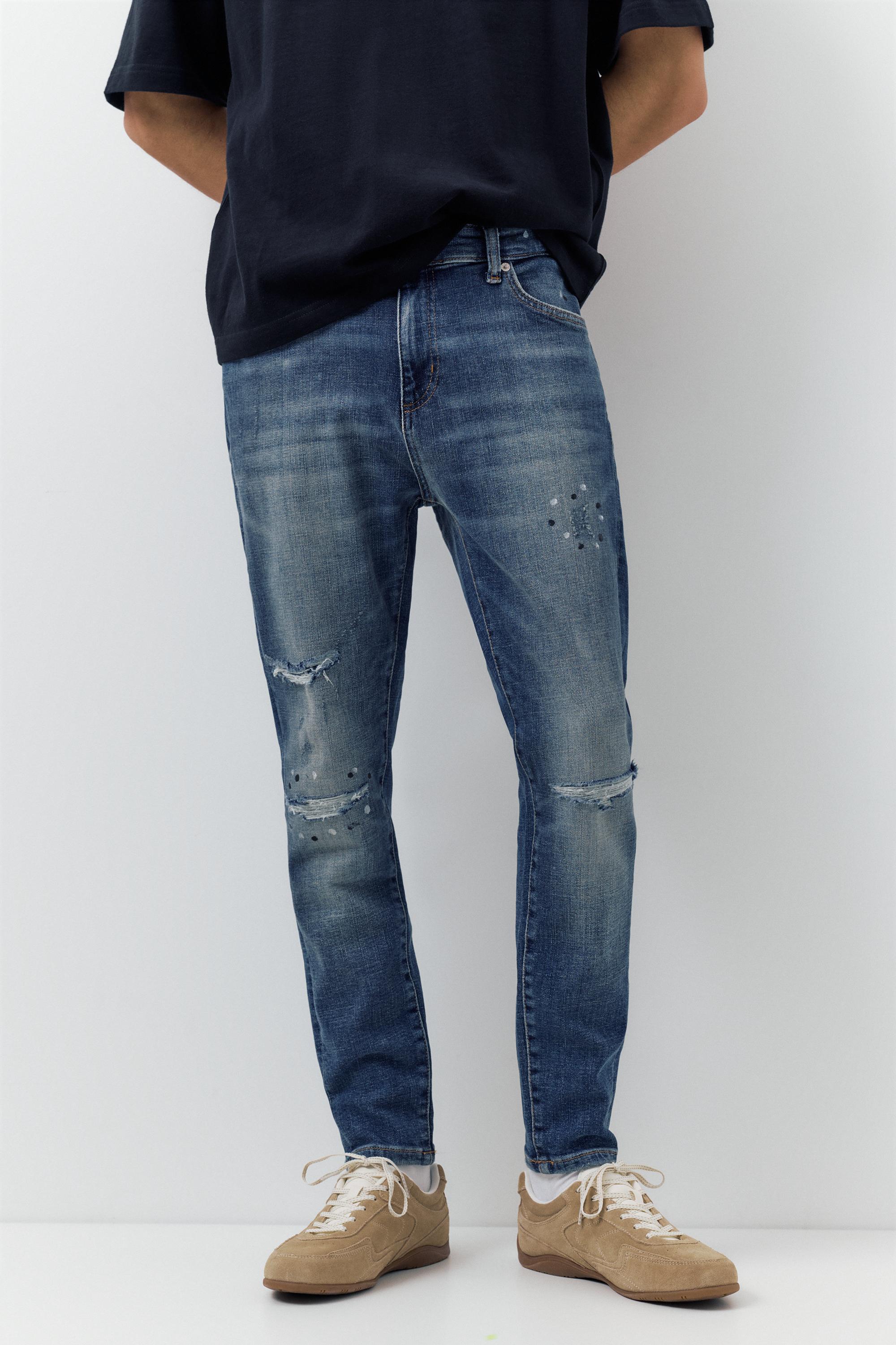 Ripped skinny jeans — Medium blue