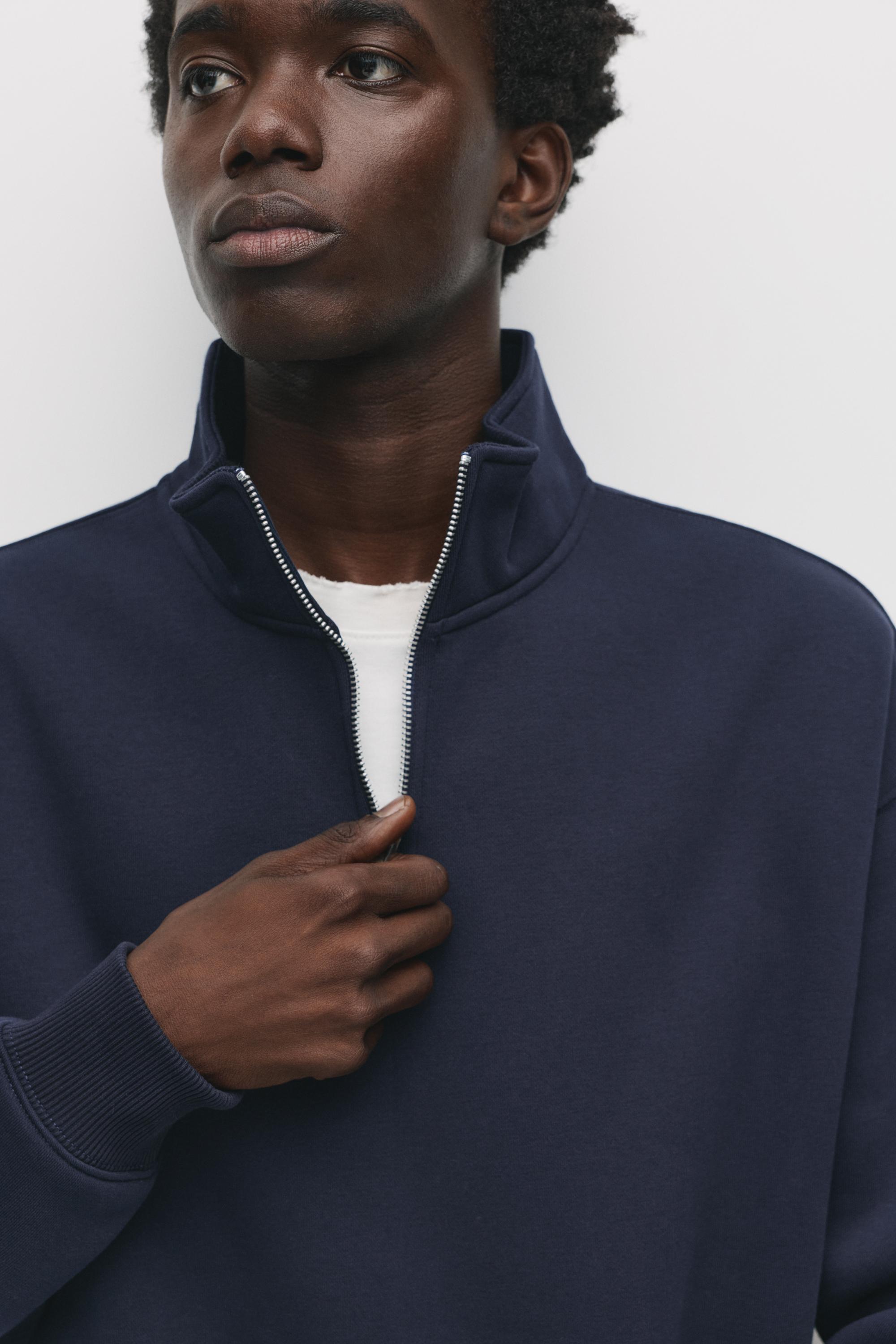 Basic quarter-zip sweatshirt — Navy