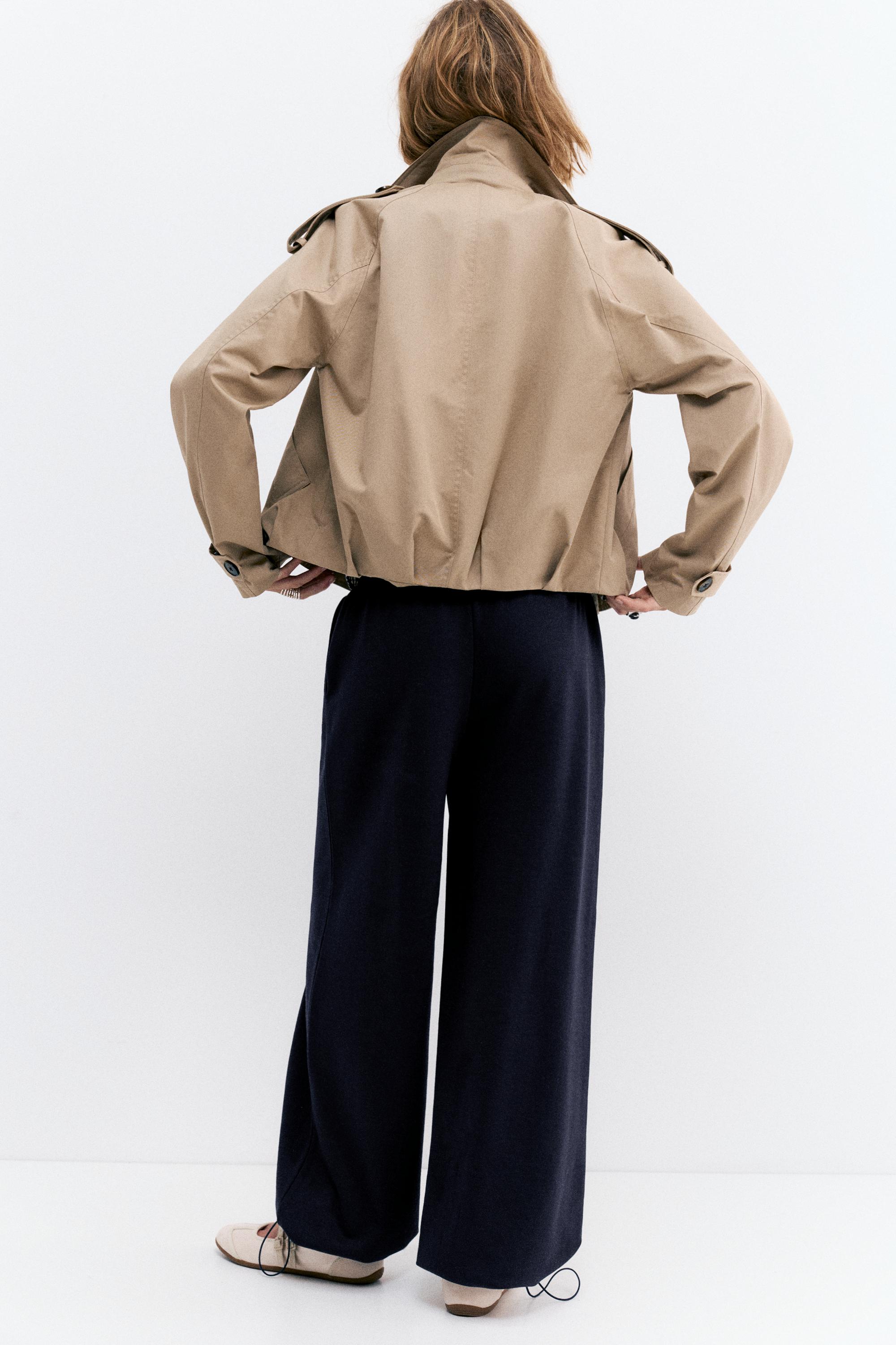 Wide-leg tracksuit bottoms with adjustable hem — Navy