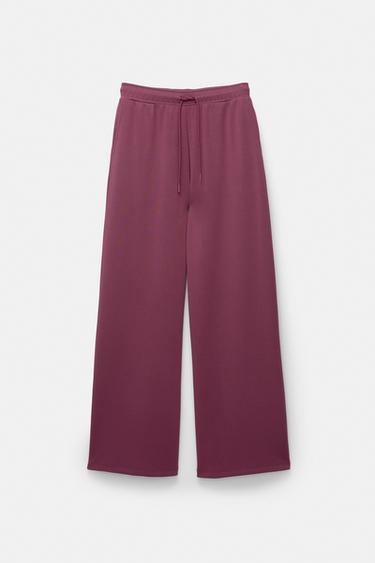 Soft-touch wide-leg trousers — Aubergine 5