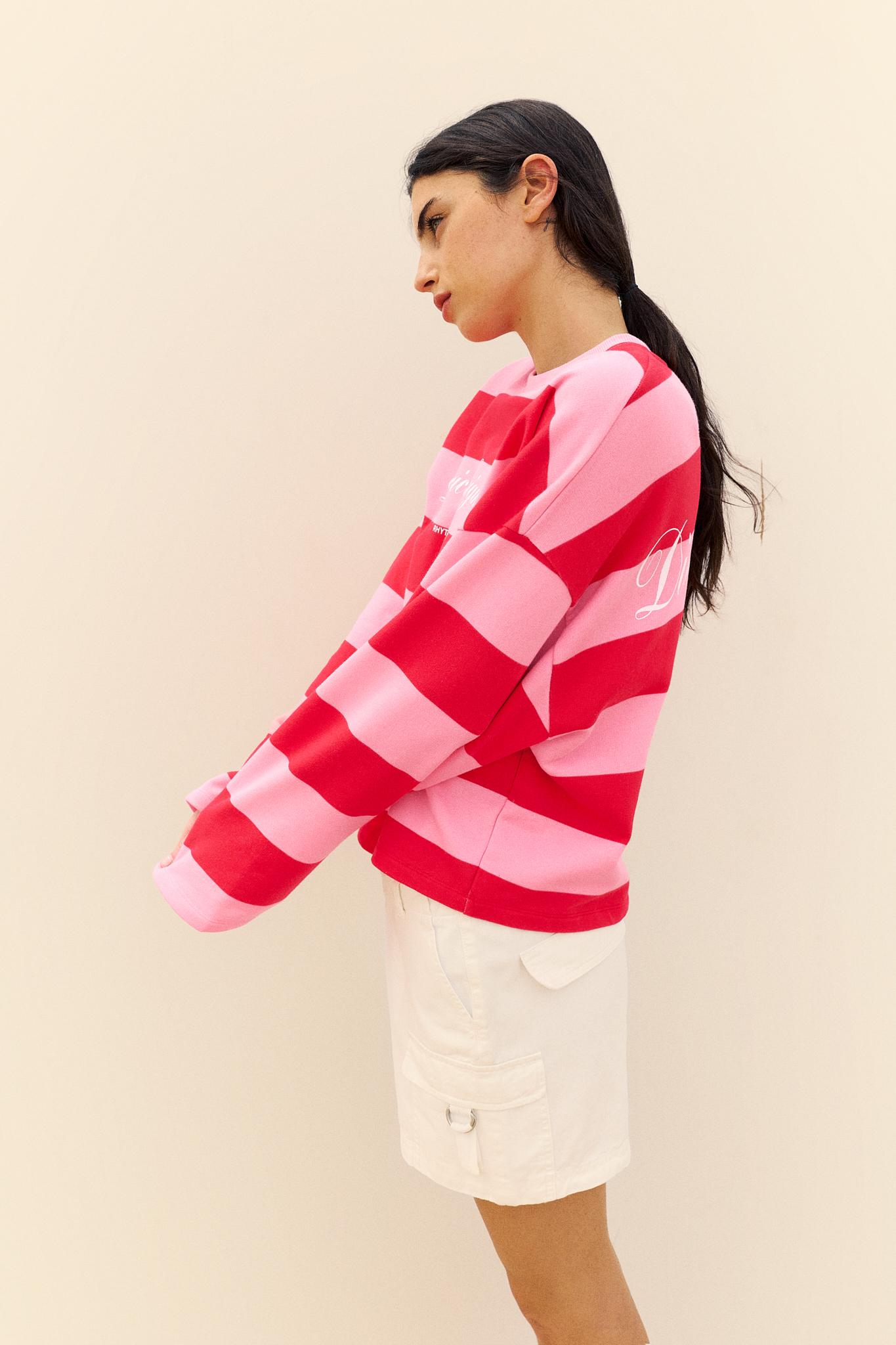 Oversize striped sweatshirt — Red