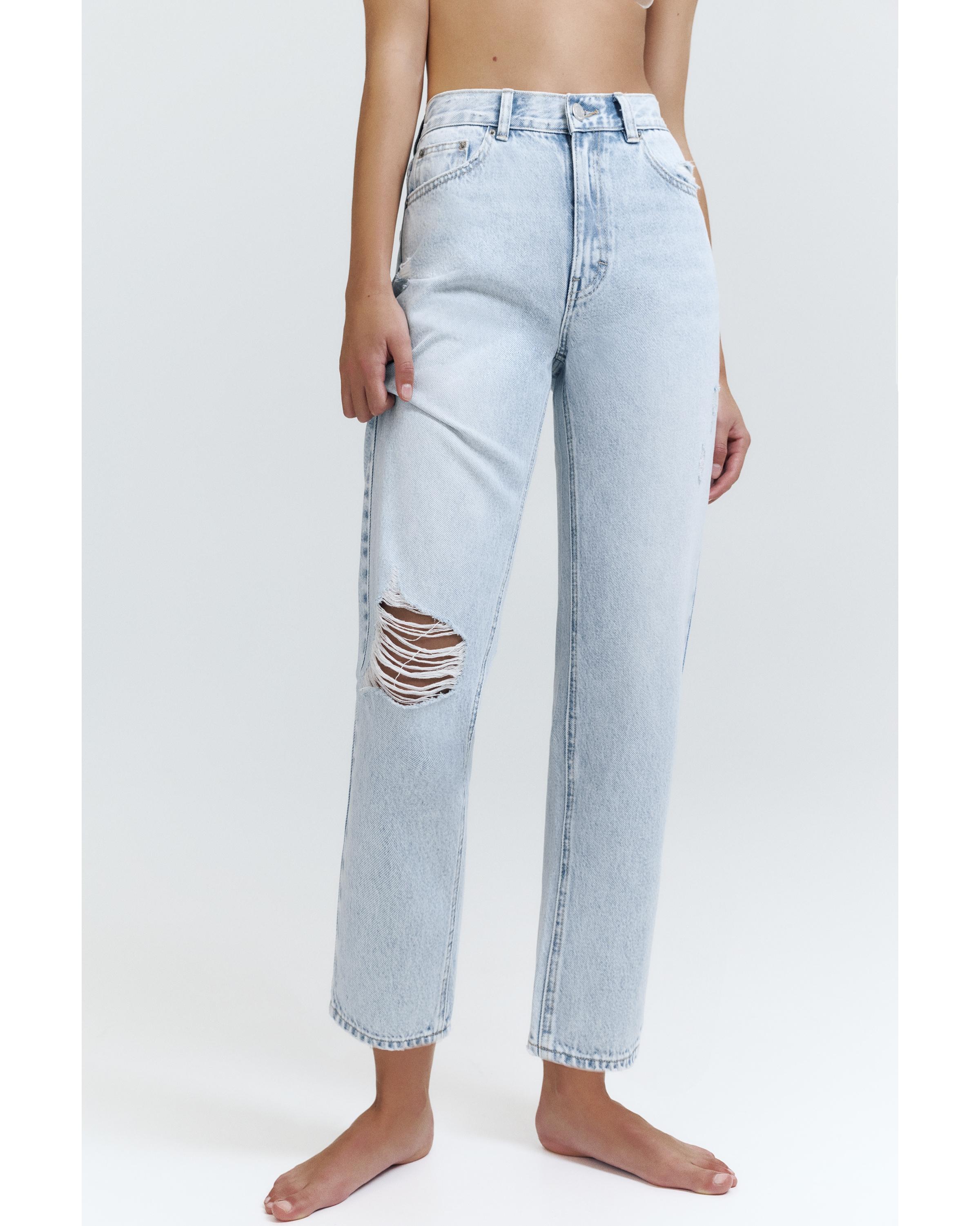 Yırtık mom fit jean - Görsel 15