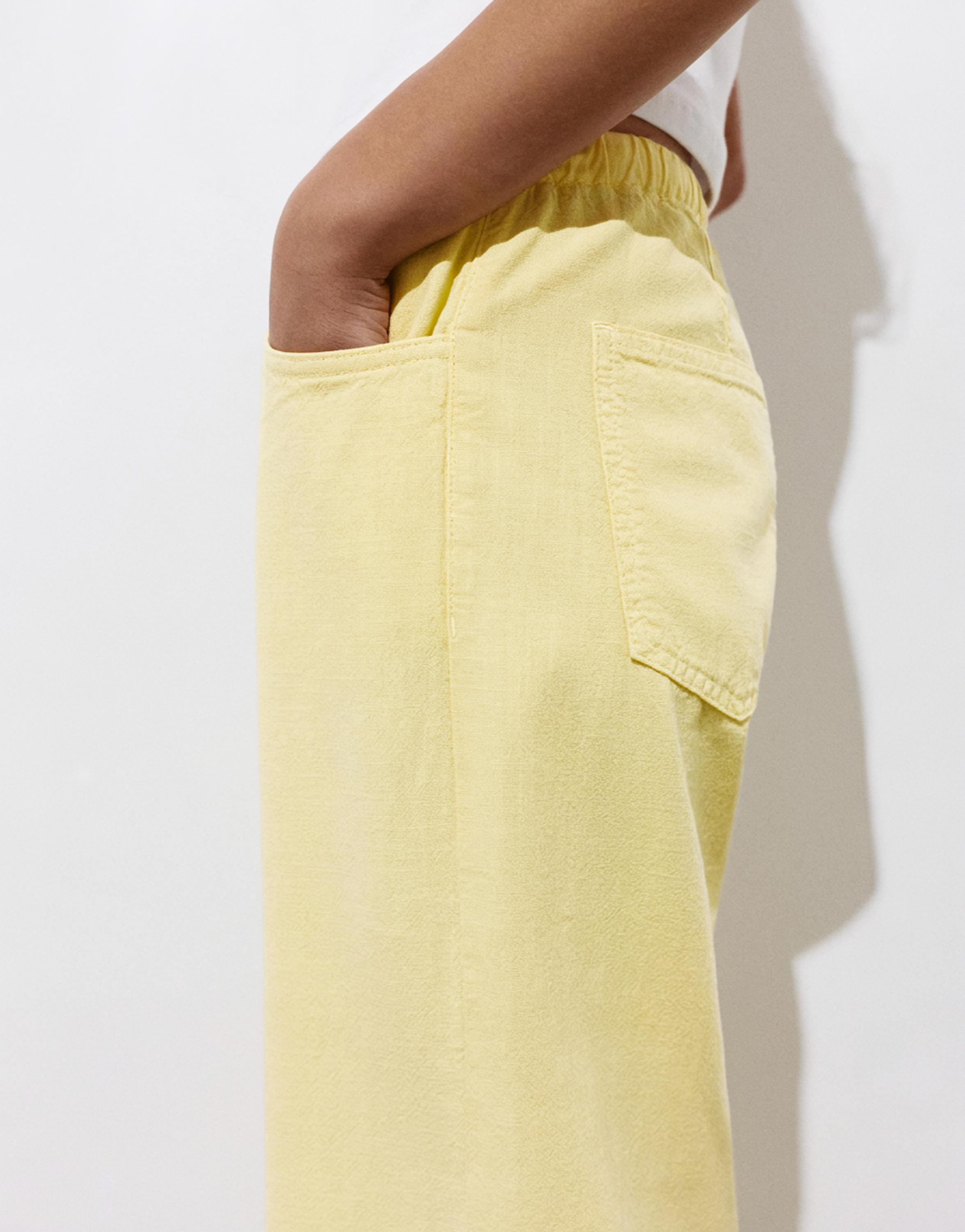 Yellow straight jeans with drawstring — Yellow