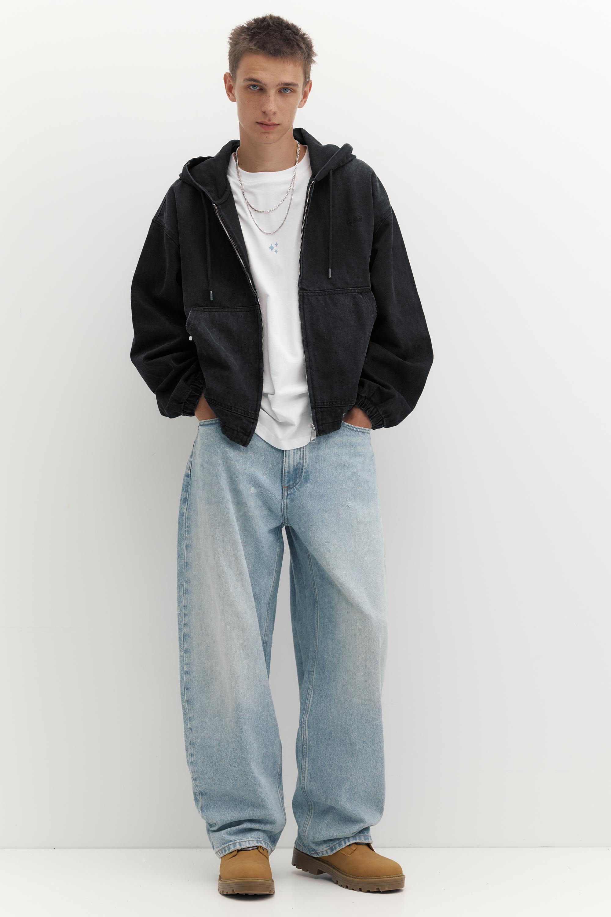 STWD zip-up hooded jacket — Faded black