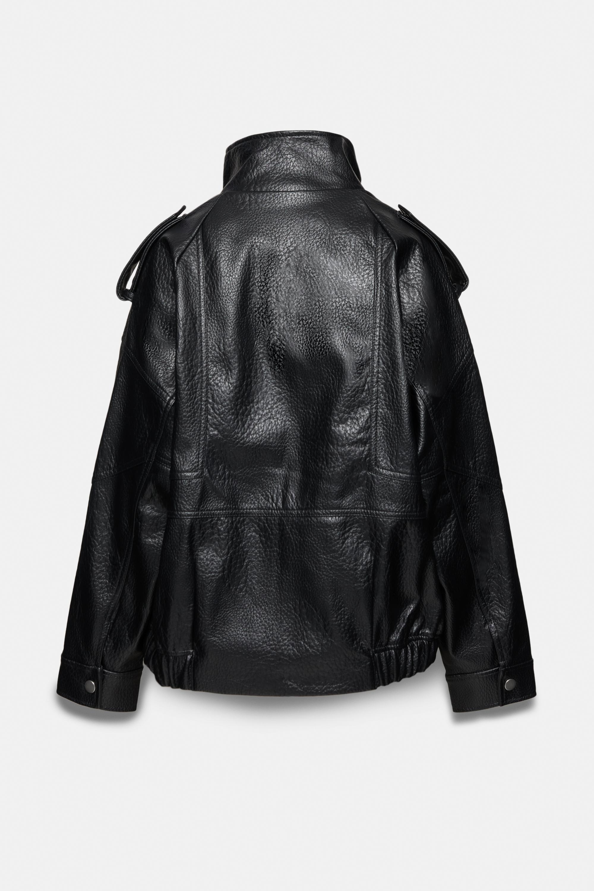 Dik yaka suni deri ceket - Görsel 47