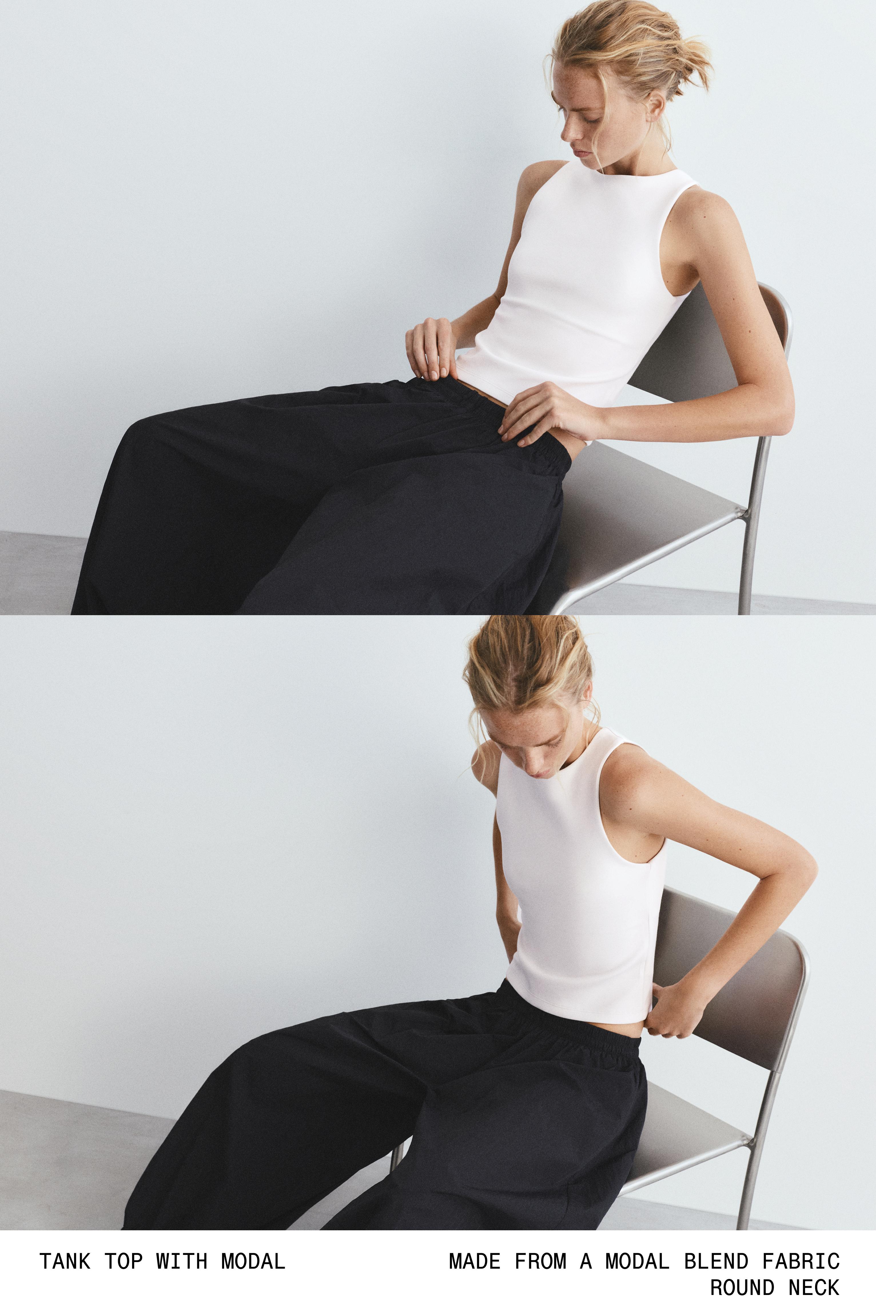 Soft-touch tank top — Ecru