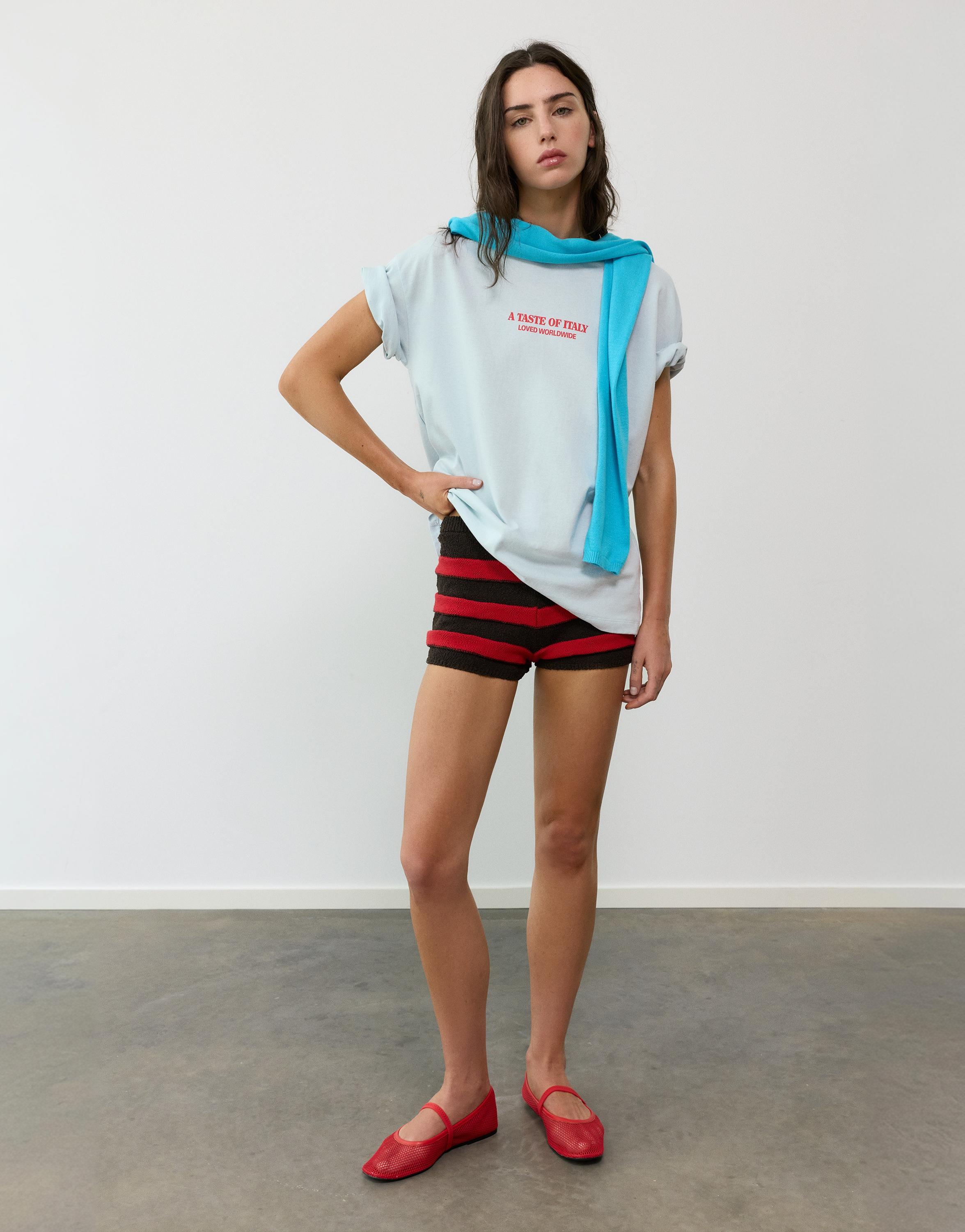 Oversize tomato graphic T-shirt — Pale turquoise
