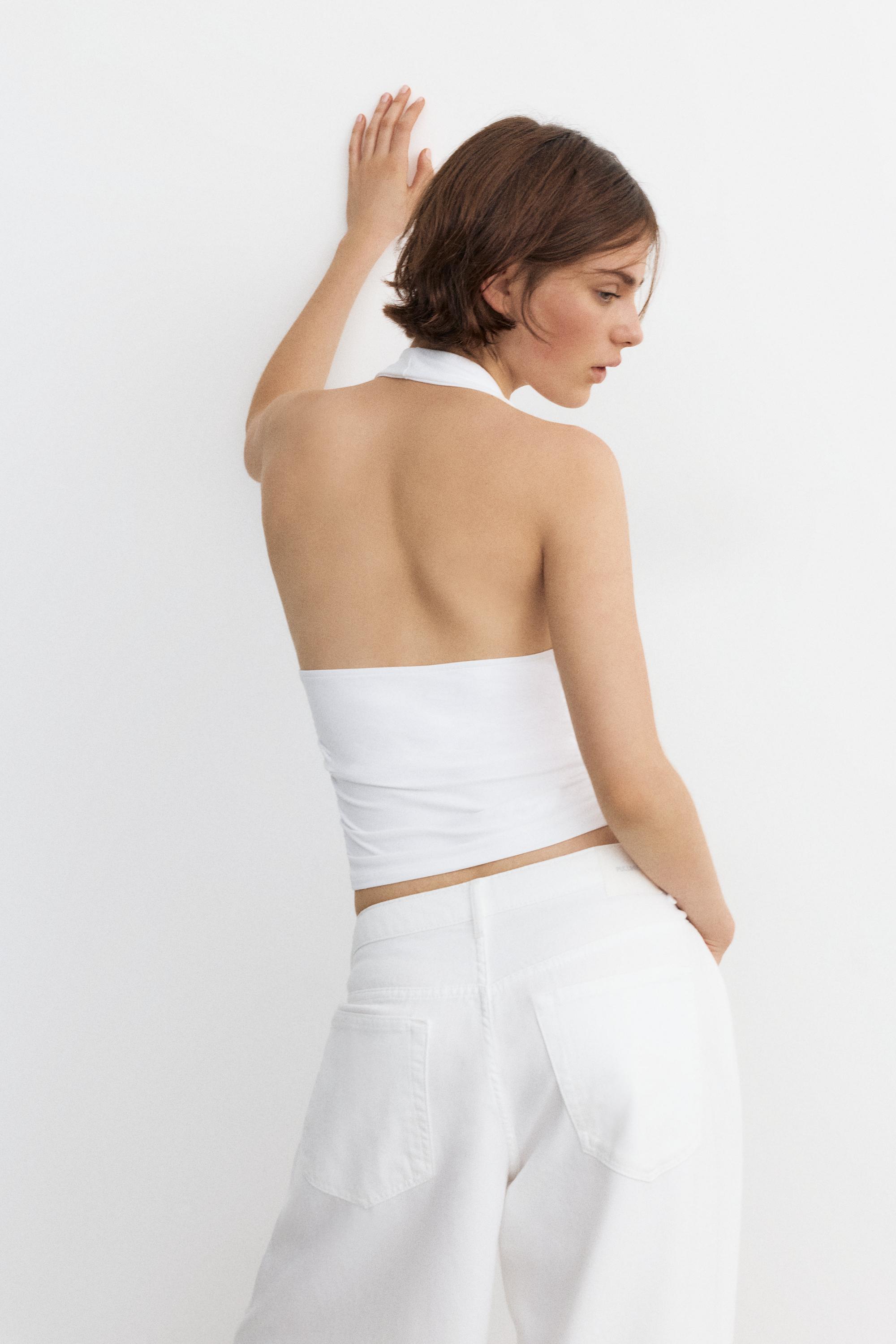Halter yaka büzgülü top - Görsel 7