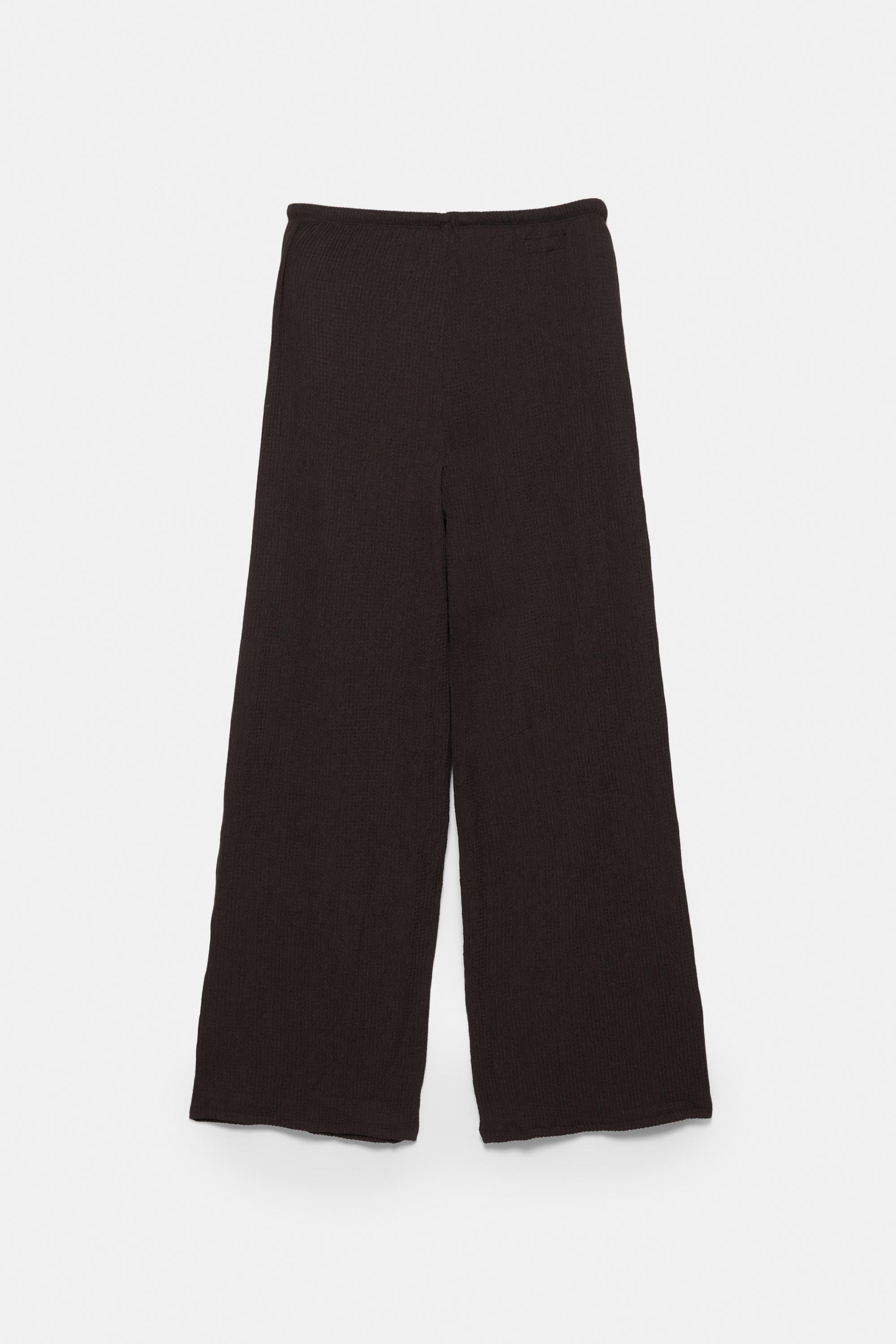 Wide-leg crepe trousers — Brown