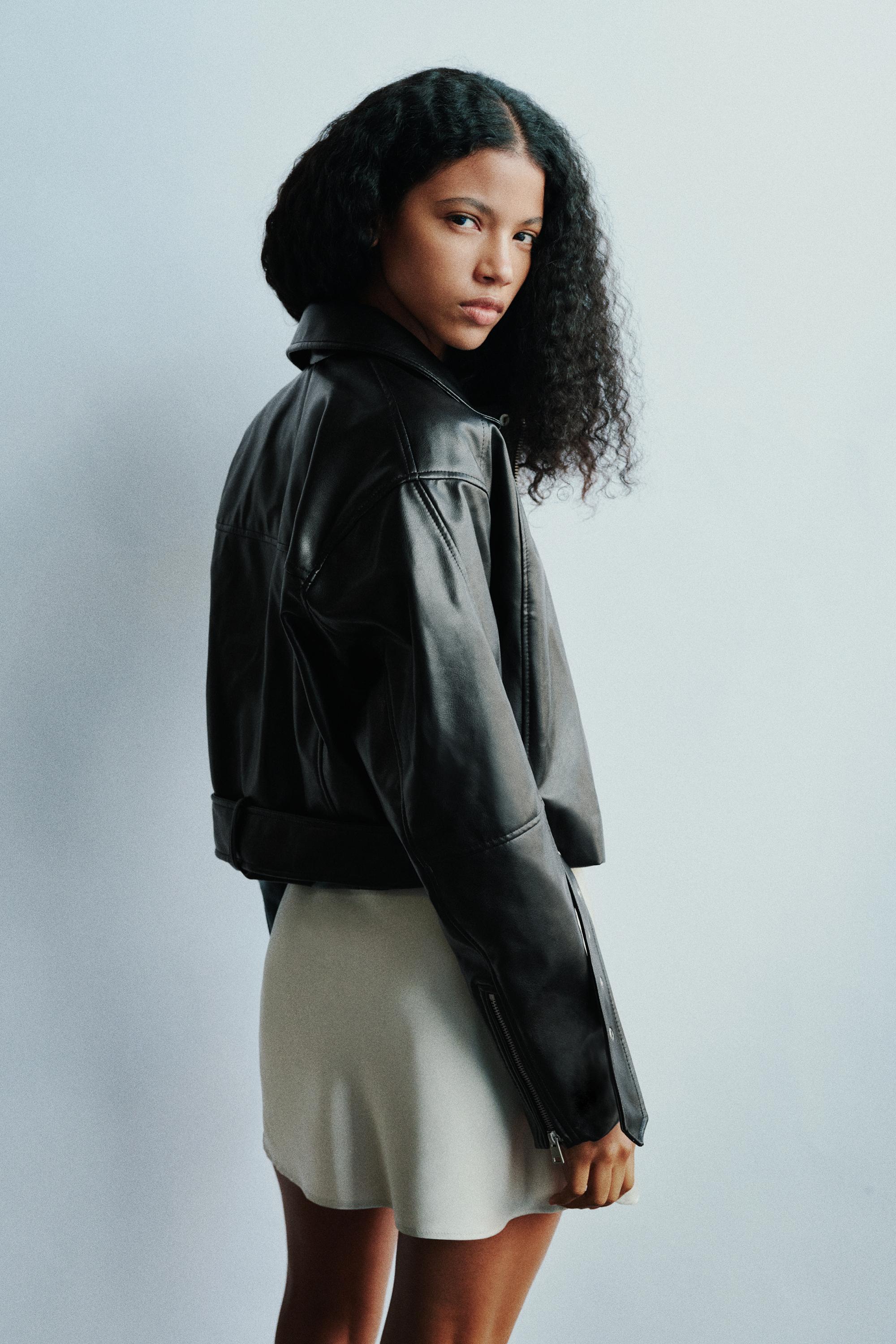 Leather effect biker jacket — Black
