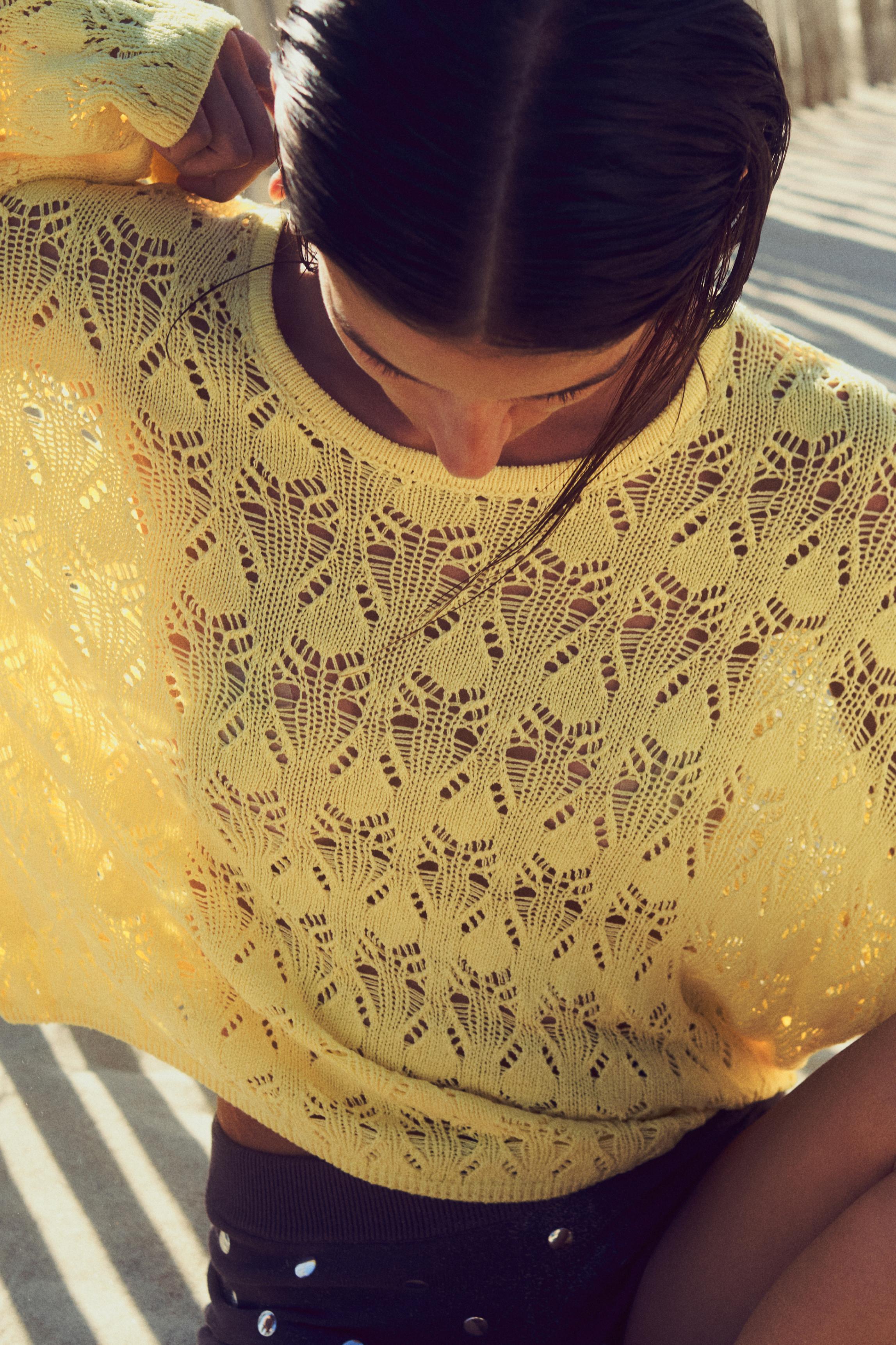 Yellow cutwork jumper — Yellow