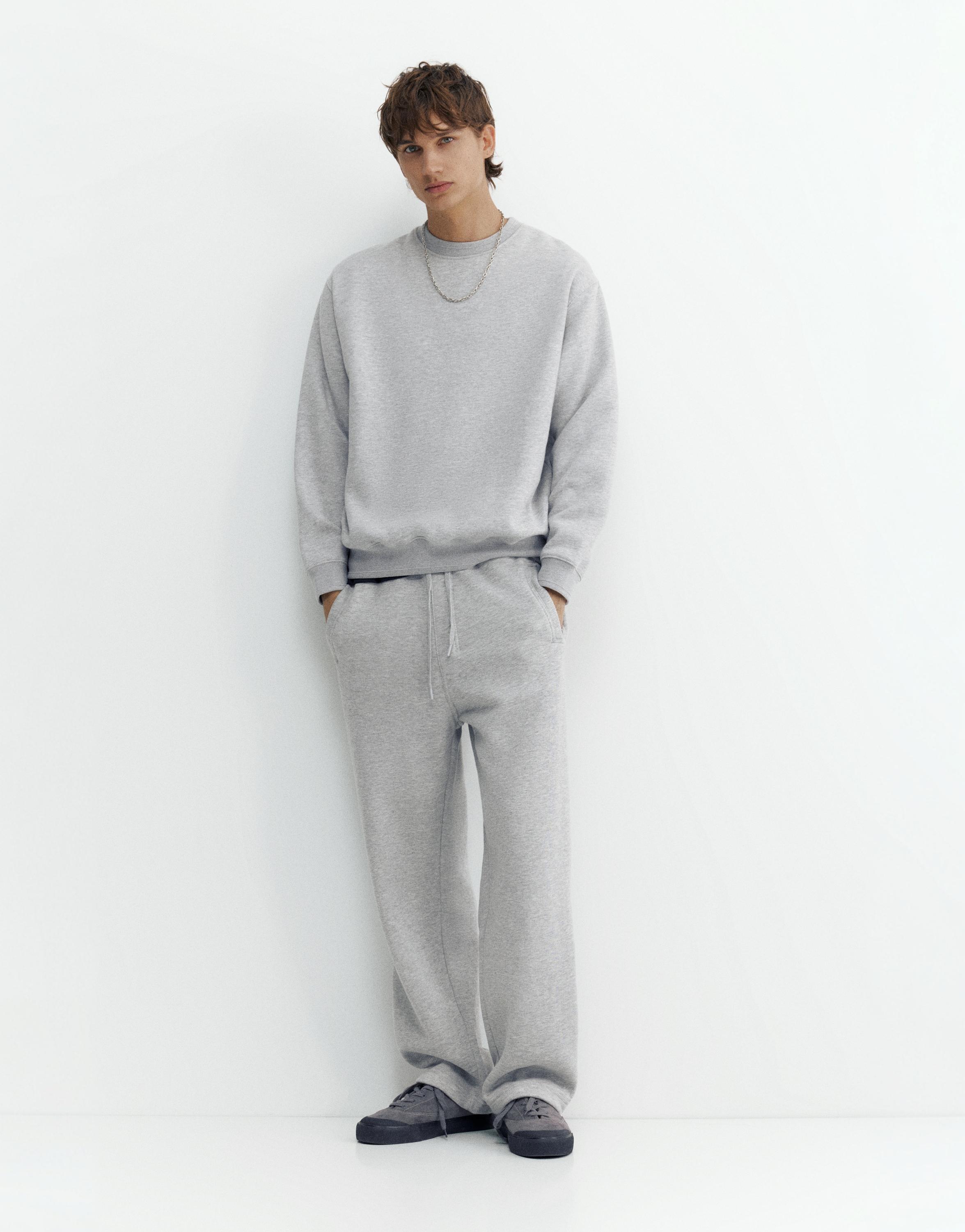 Relaxed fit round neck sweatshirt — Grey marl