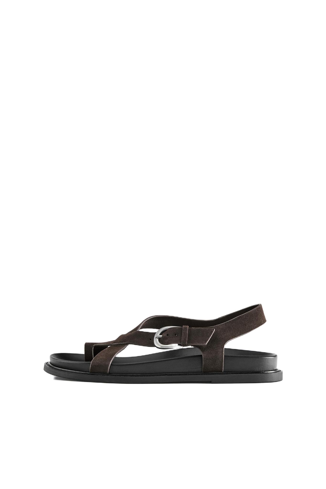 Flat leather sandals — Brown