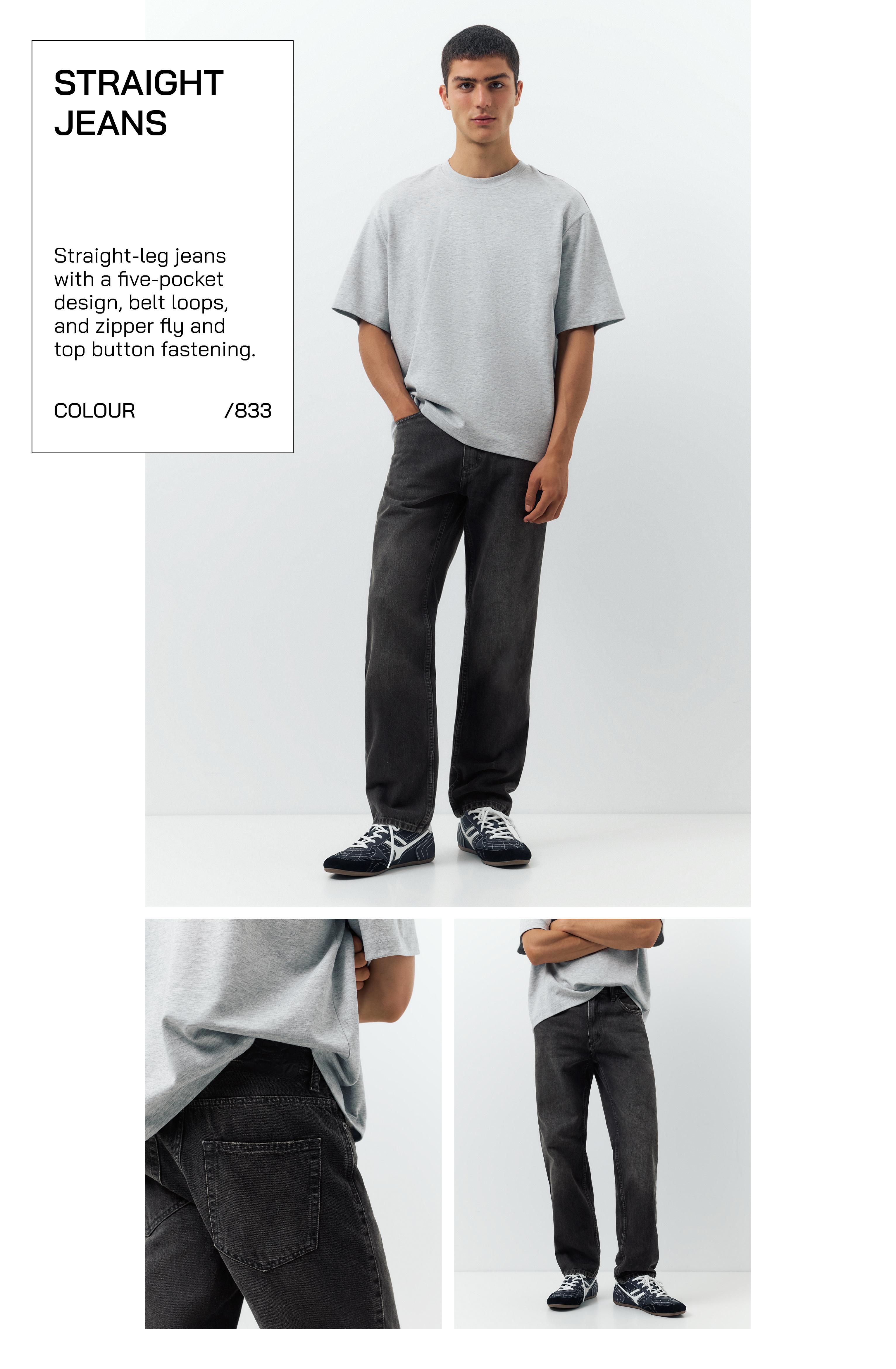 Straight-leg jeans — Faded black